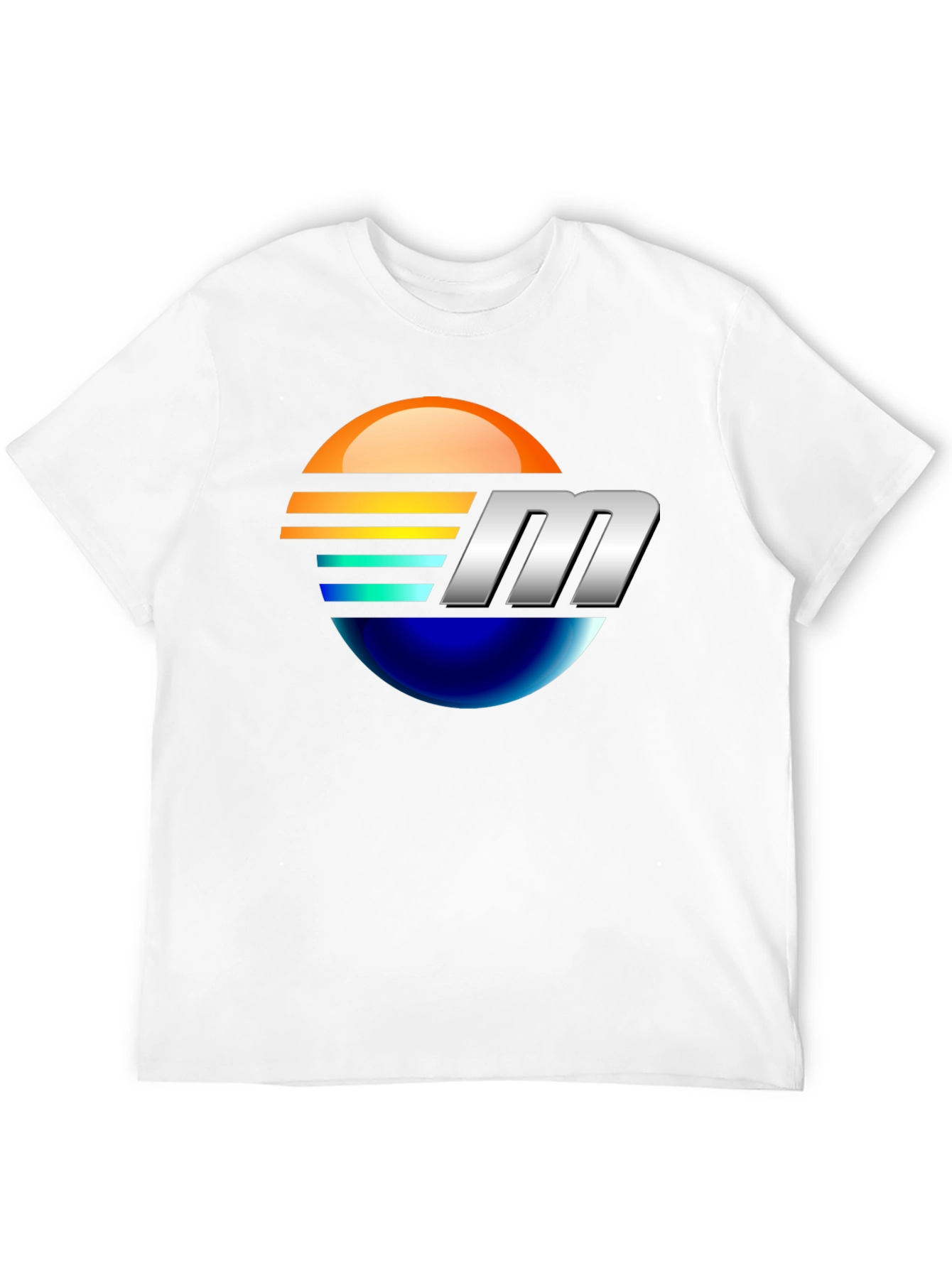 Retro Sunset M Letter Graphic Black T-Shirt