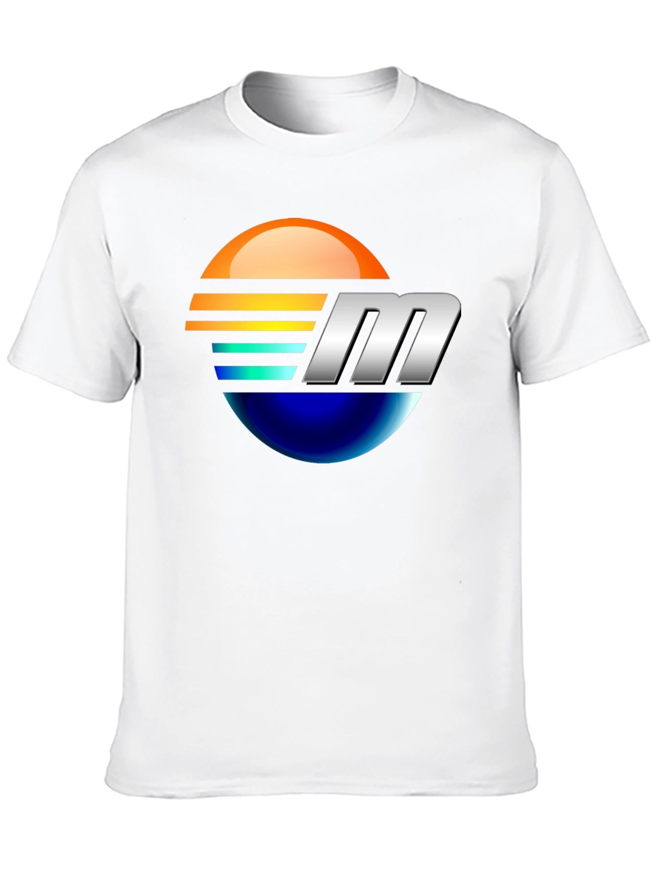 Retro Sunset M Letter Graphic Black T-Shirt