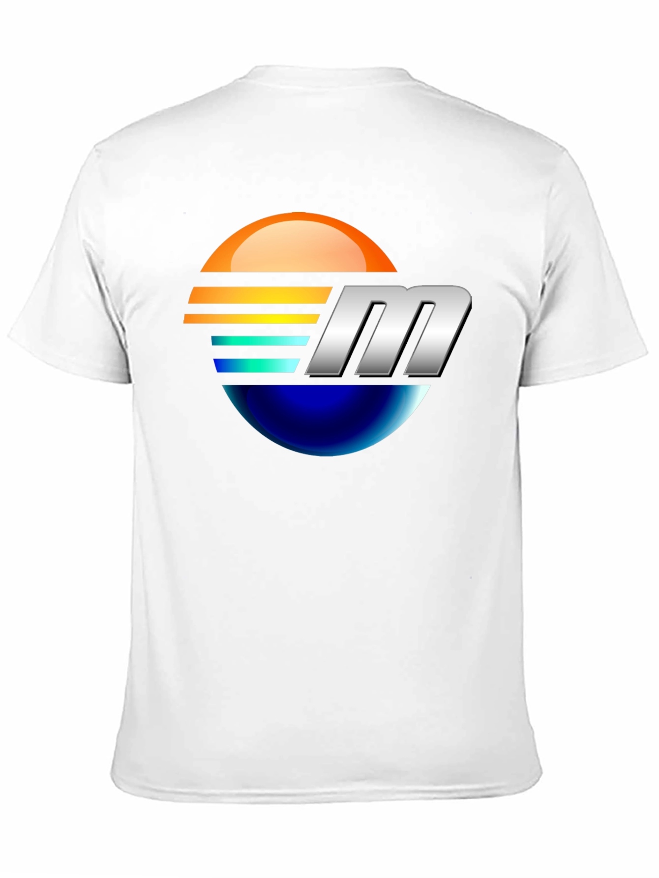 Retro Sunset M Letter Graphic Black T-Shirt