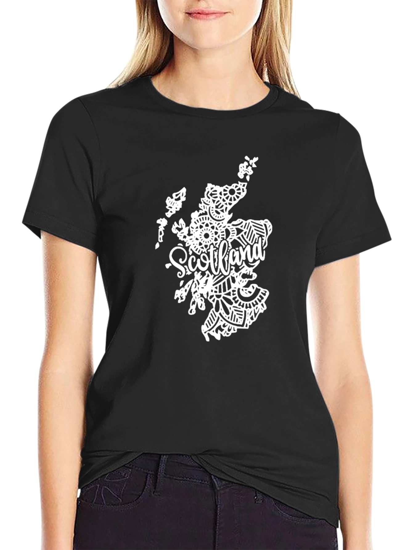 Scotland Map Art Black T-Shirt