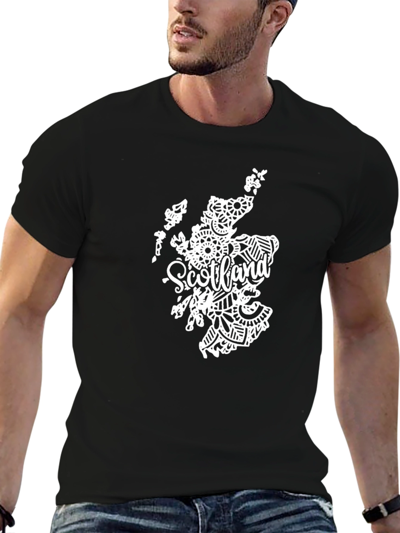 Scotland Map Art Black T-Shirt
