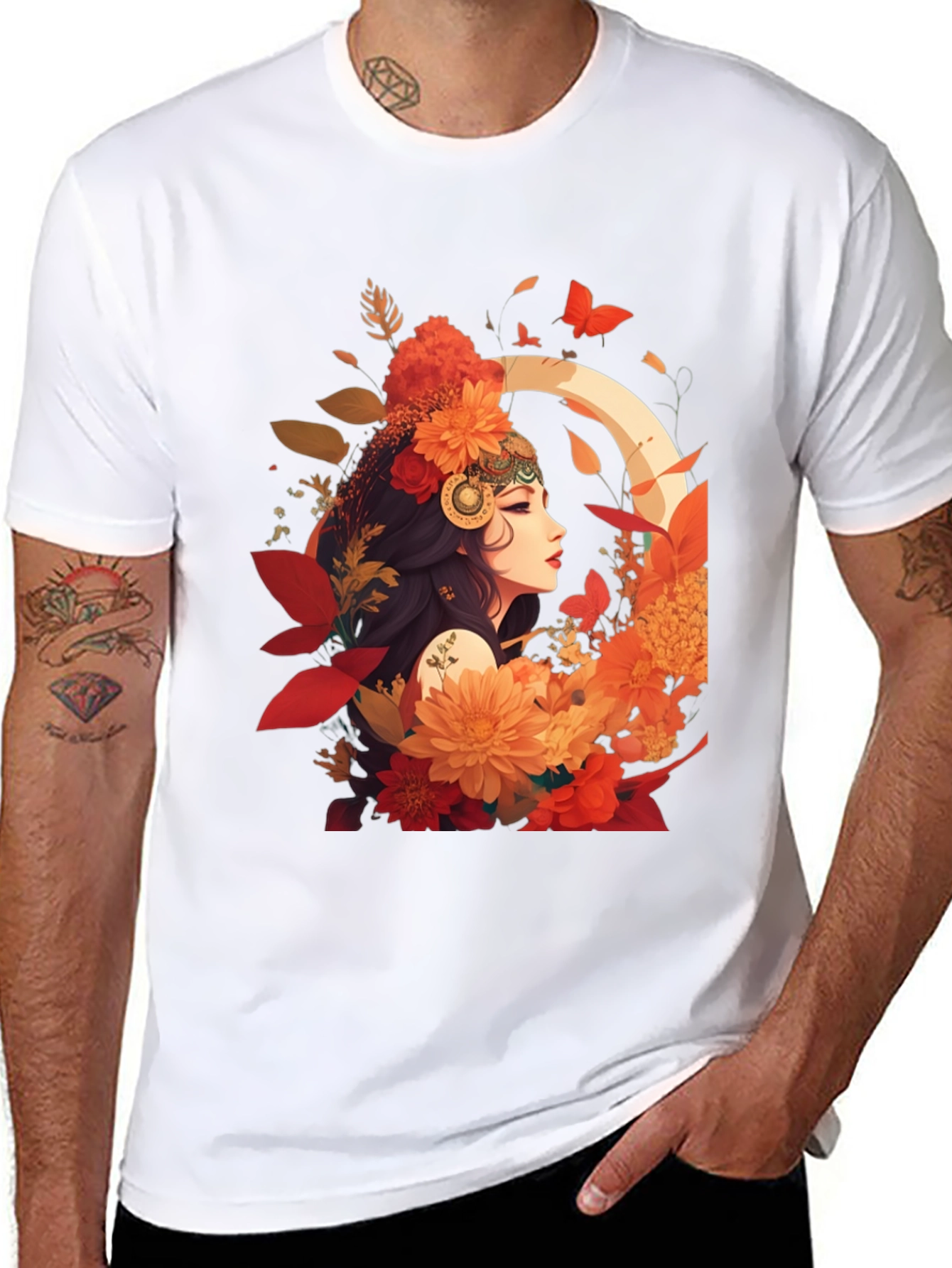 Floral Goddess Graphic Tee - Stylish & Unique