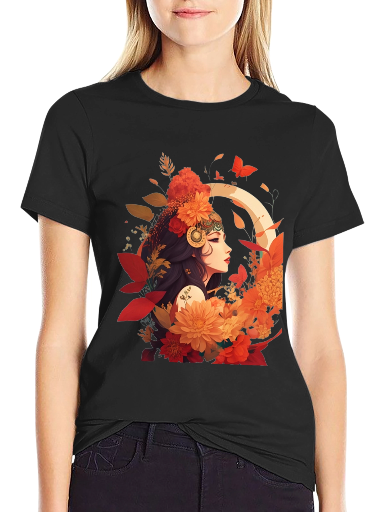 Floral Goddess Graphic Tee - Stylish & Unique