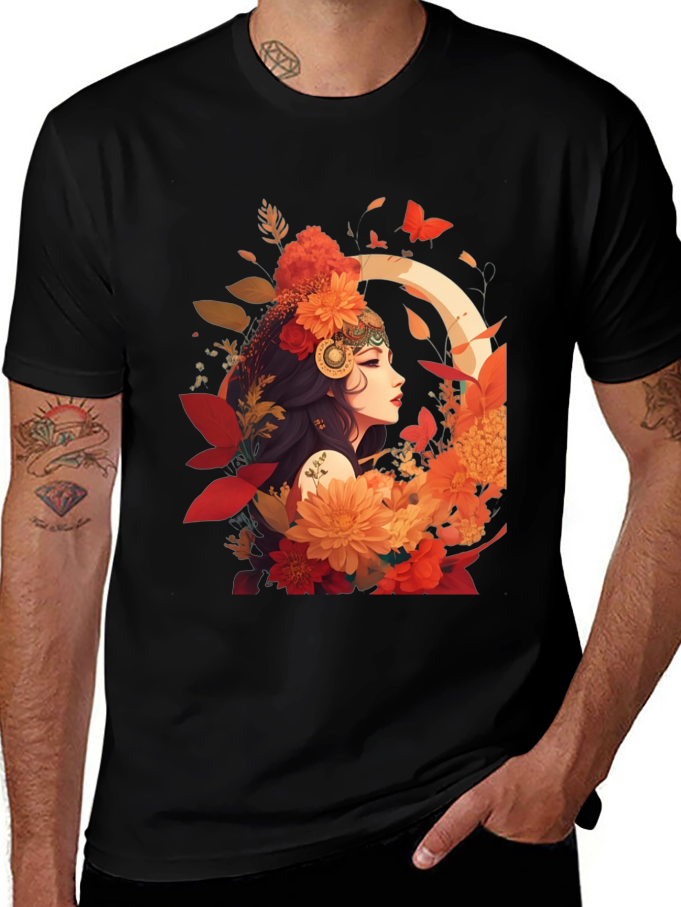 Floral Goddess Graphic Tee - Stylish & Unique
