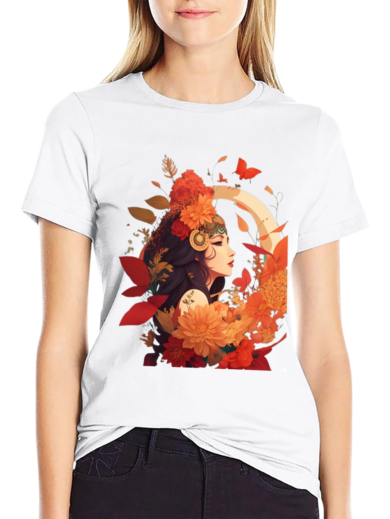 Floral Goddess Graphic Tee - Stylish & Unique