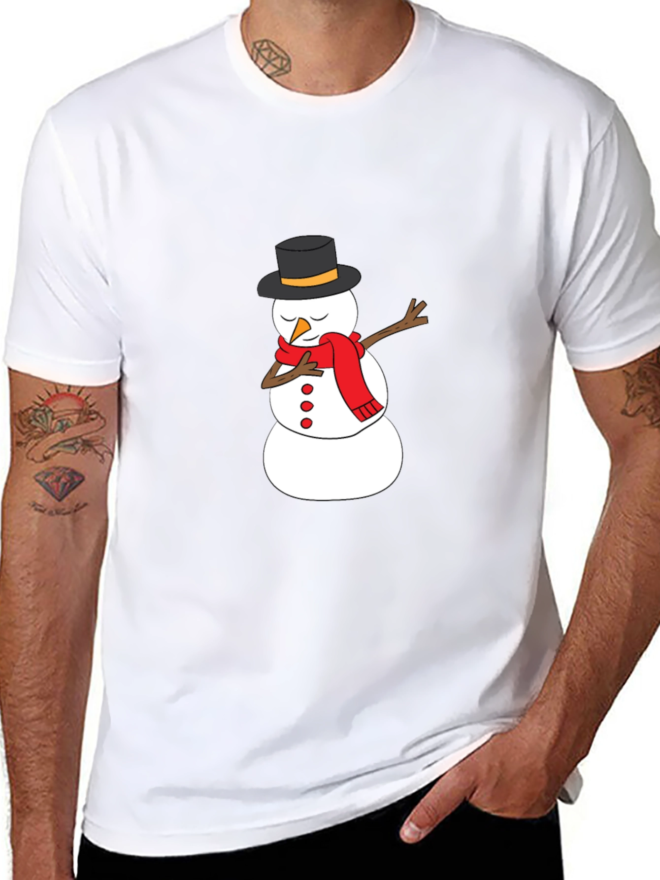 Snowman Dabbing Graphic Tee - Holiday Fun