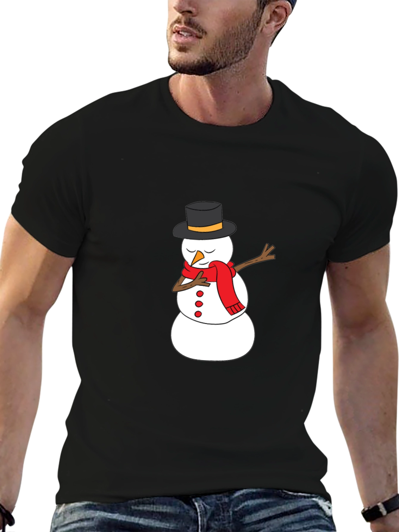 Snowman Dabbing Graphic Tee - Holiday Fun