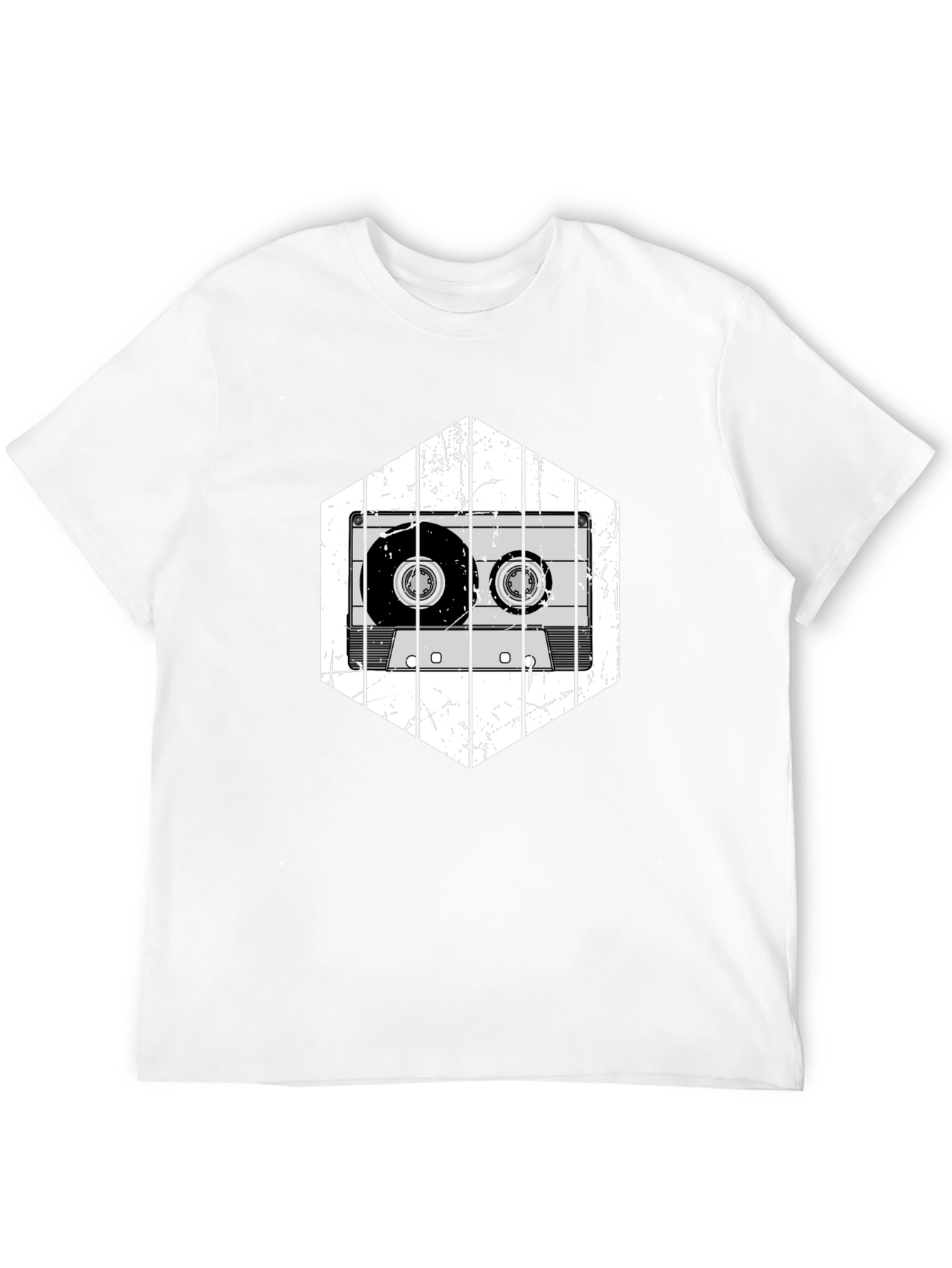 Retro Cassette Tape Graphic Tee - Black Cotton T-Shirt