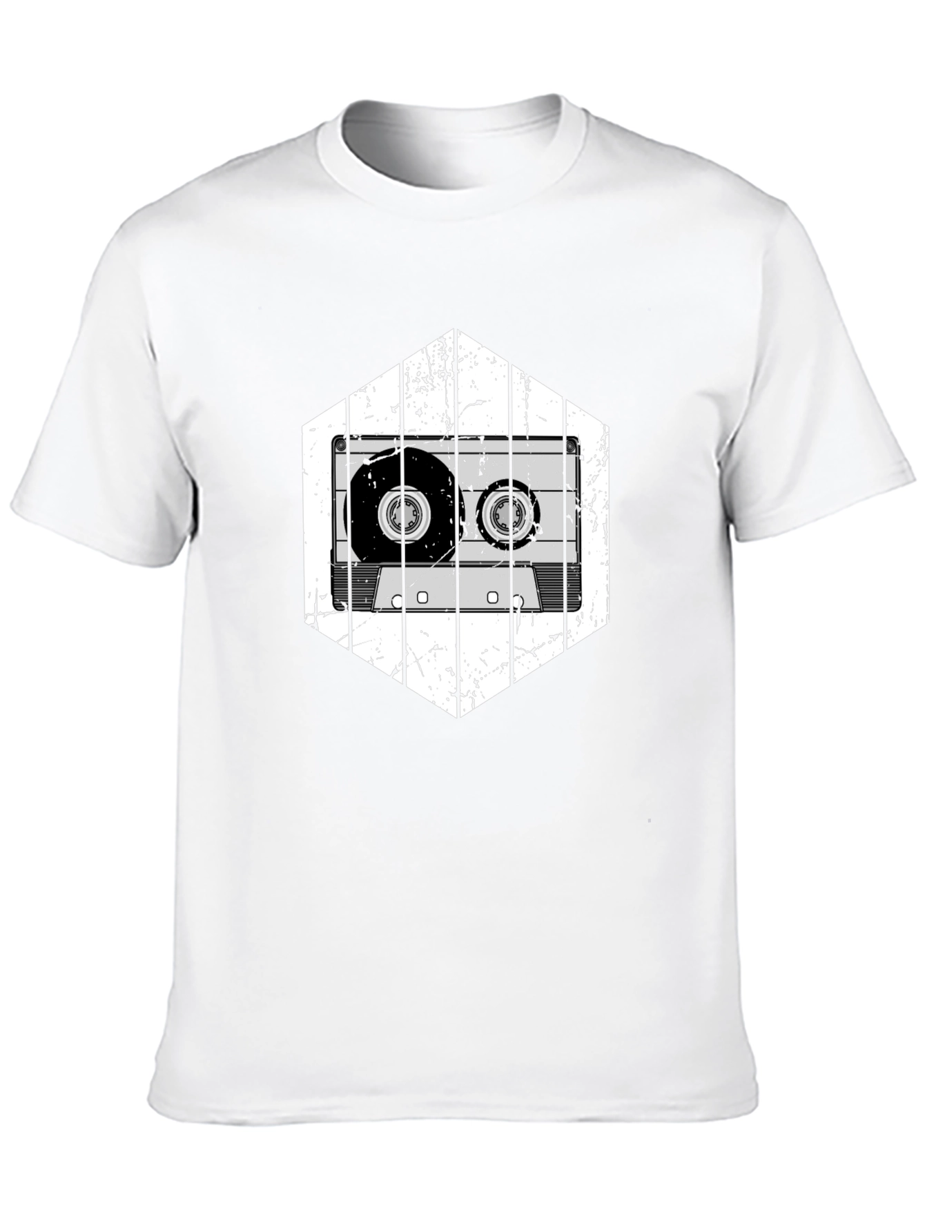 Retro Cassette Tape Graphic Tee - Black Cotton T-Shirt