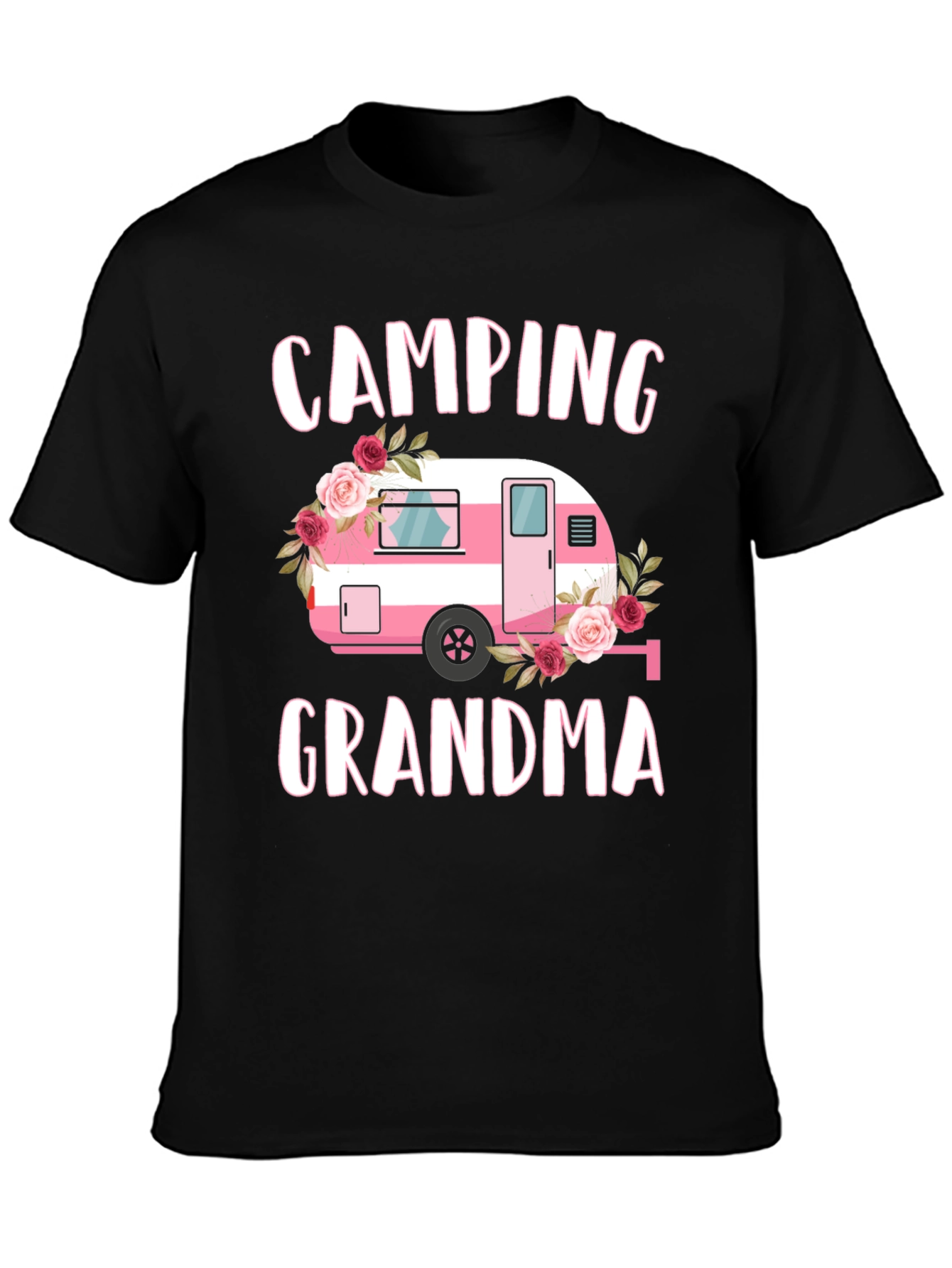Camping Grandma Tee - Pink Floral Camper T-Shirt