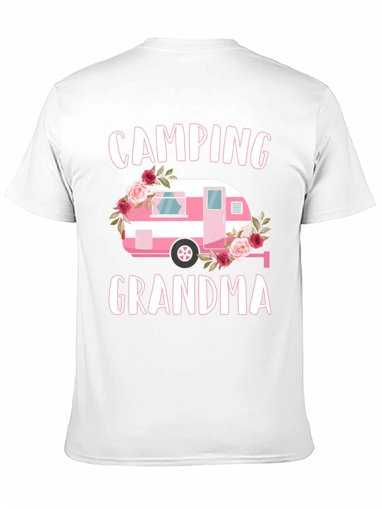 Camping Grandma Tee - Pink Floral Camper T-Shirt