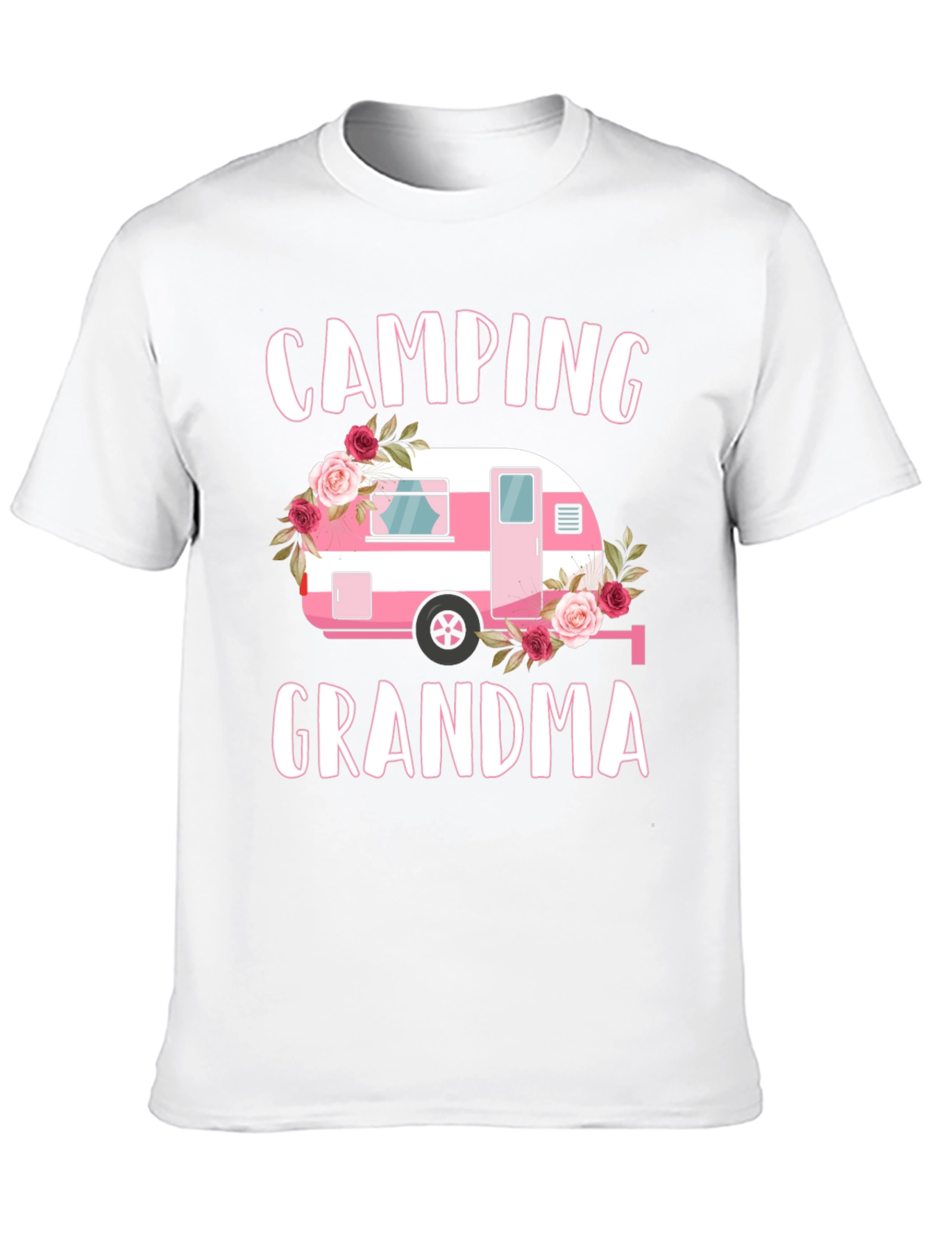 Camping Grandma Tee - Pink Floral Camper T-Shirt