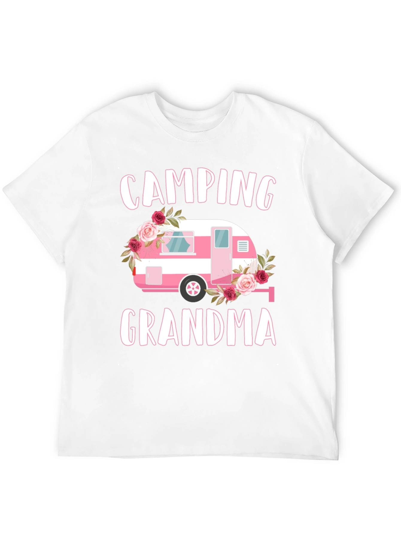 Camping Grandma Tee - Pink Floral Camper T-Shirt