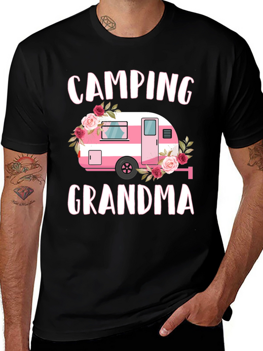 Camping Grandma Tee - Pink Floral Camper T-Shirt