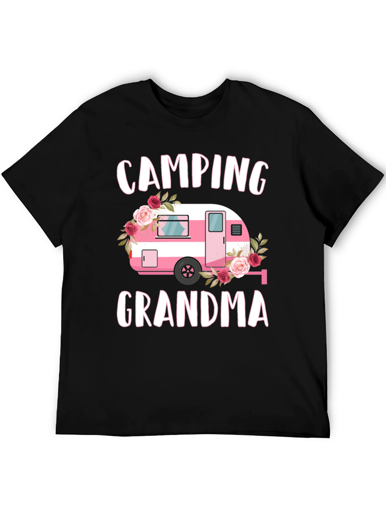Camping Grandma Tee - Pink Floral Camper T-Shirt