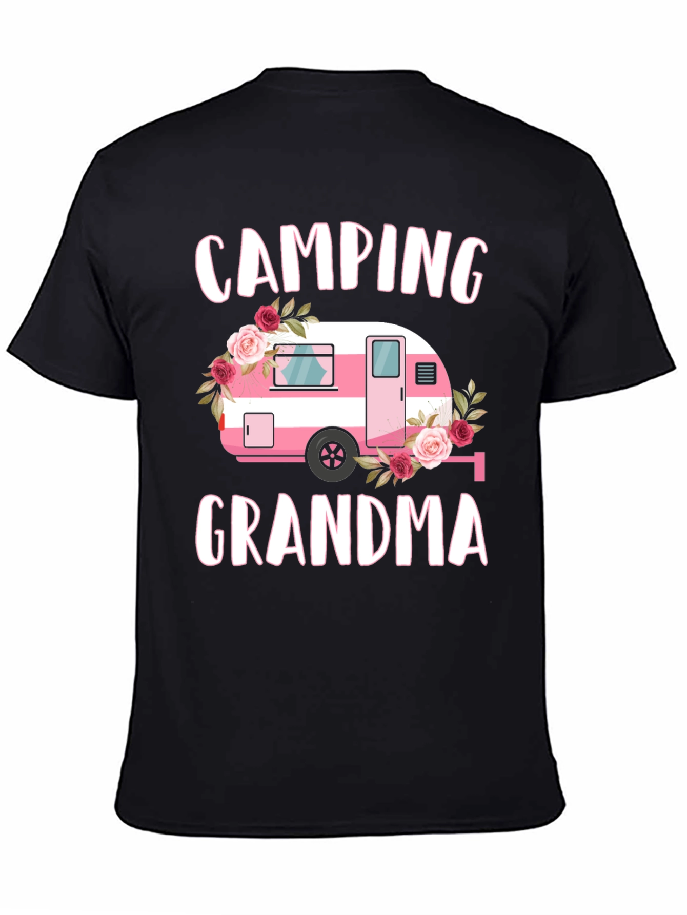 Camping Grandma Tee - Pink Floral Camper T-Shirt