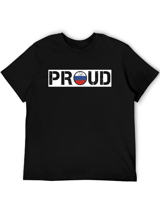 Proud Russian Flag T-Shirt - Black Cotton Tee