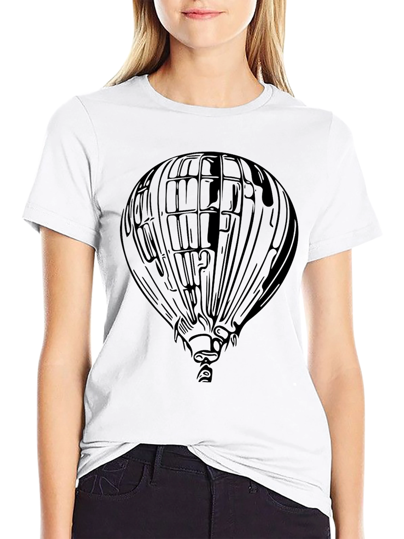 Air Balloon Graphic Tee - Mens Black Cotton T-Shirt