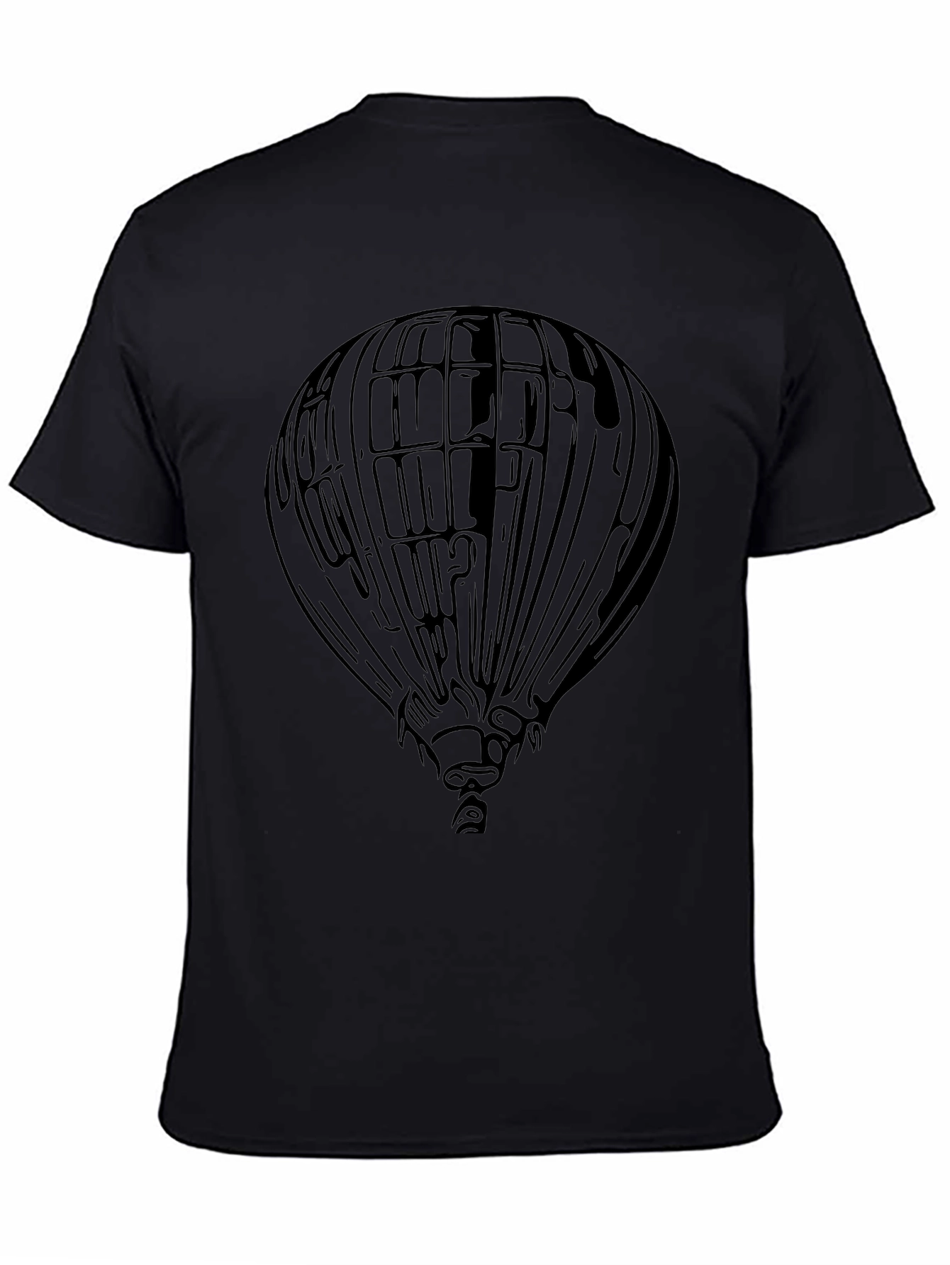 Air Balloon Graphic Tee - Mens Black Cotton T-Shirt