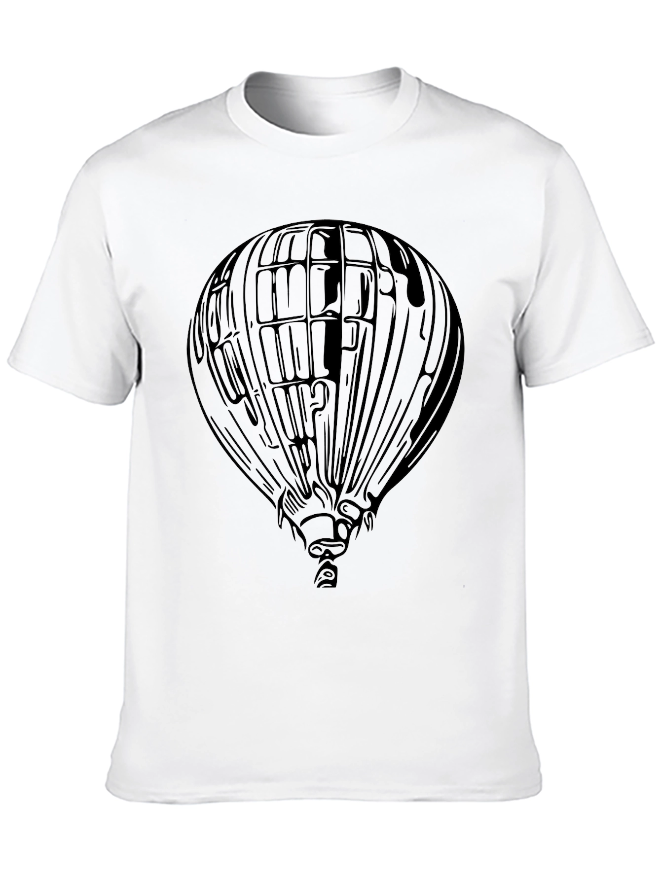Air Balloon Graphic Tee - Mens Black Cotton T-Shirt