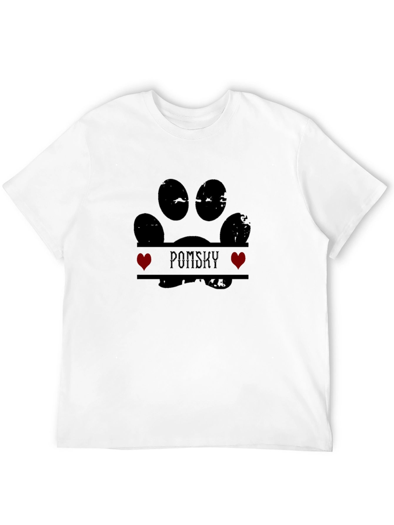 Pomsky Dog Paw Print T-Shirt