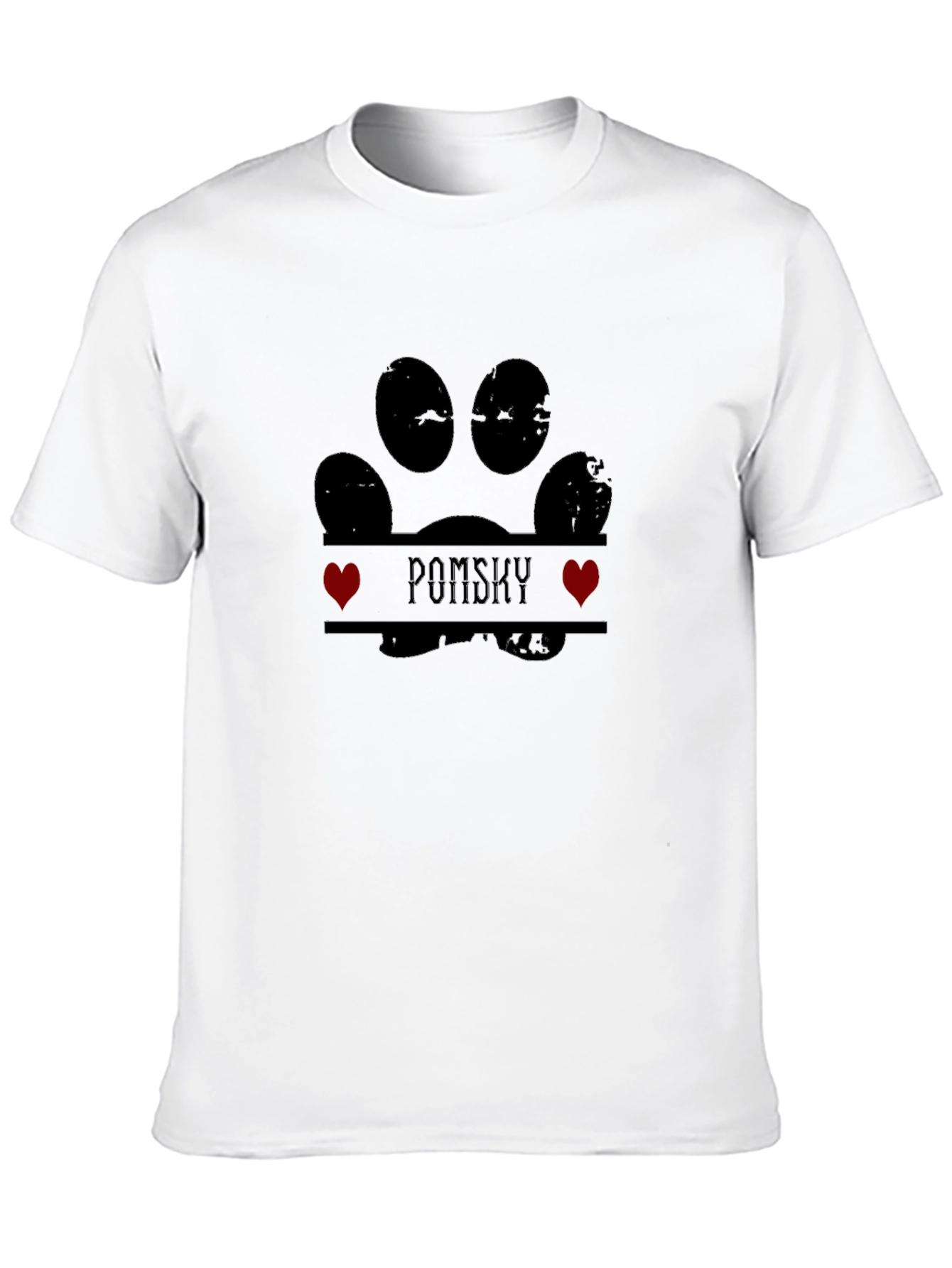Pomsky Dog Paw Print T-Shirt