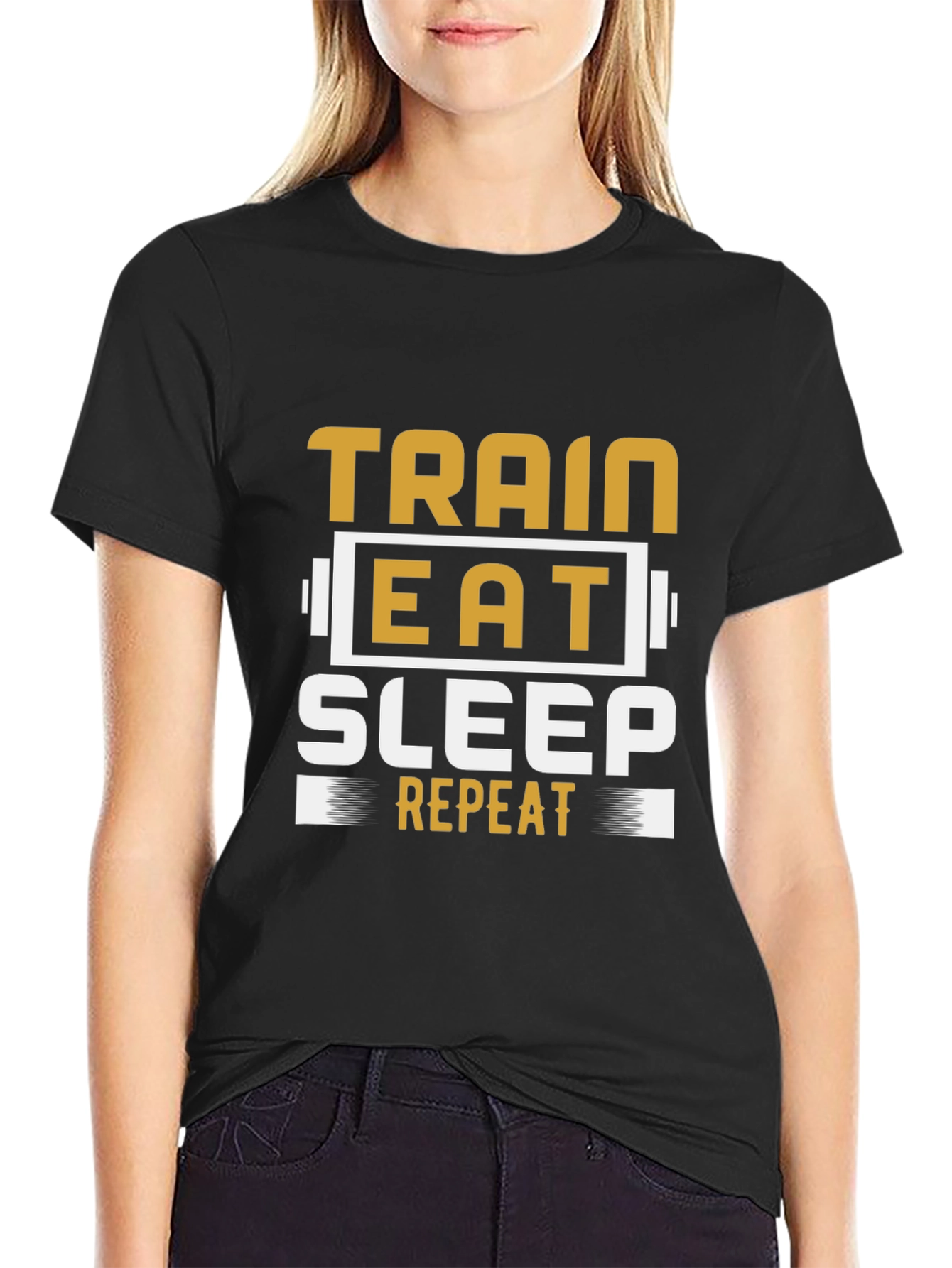 Train Eat Sleep Repeat Black T-Shirt