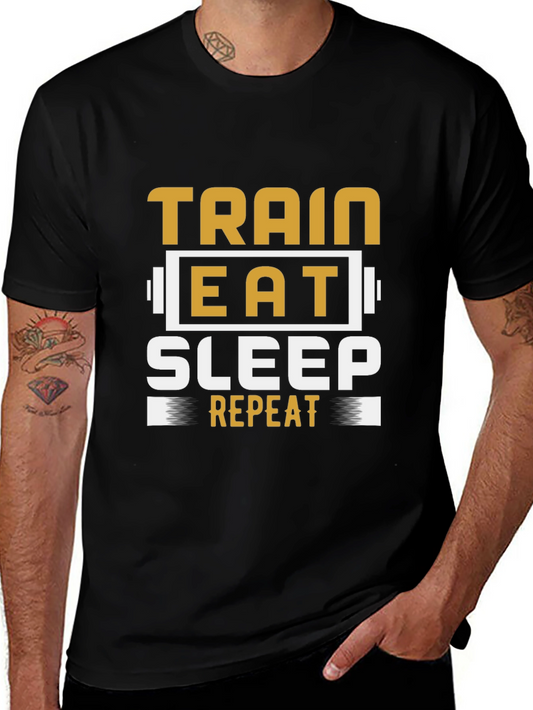 Train Eat Sleep Repeat Black T-Shirt