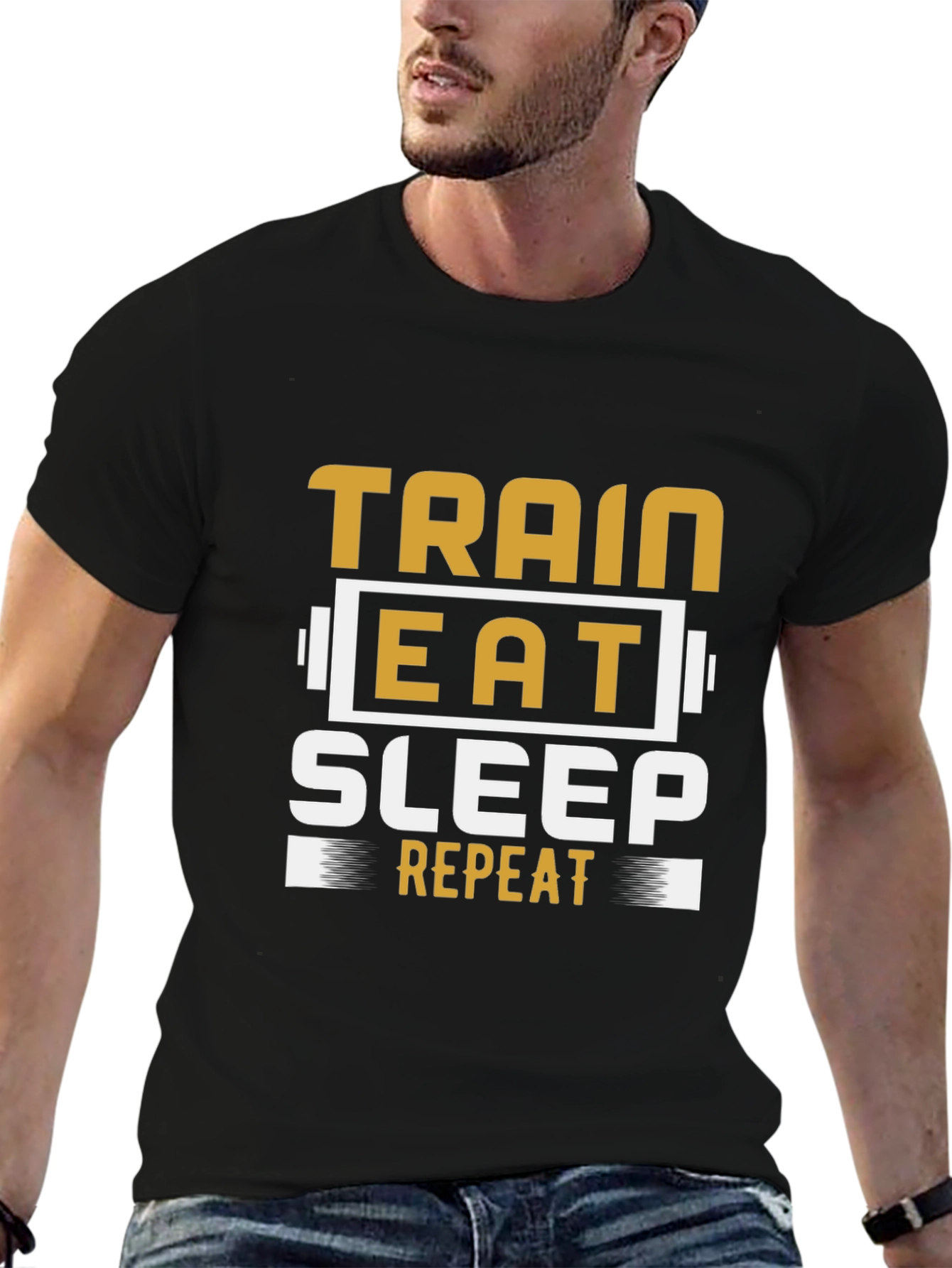 Train Eat Sleep Repeat Black T-Shirt