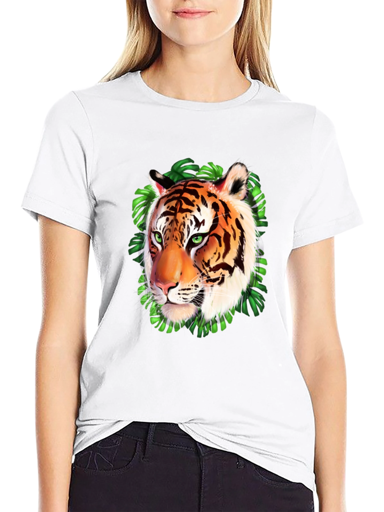 Tiger Graphic Print Black T-Shirt