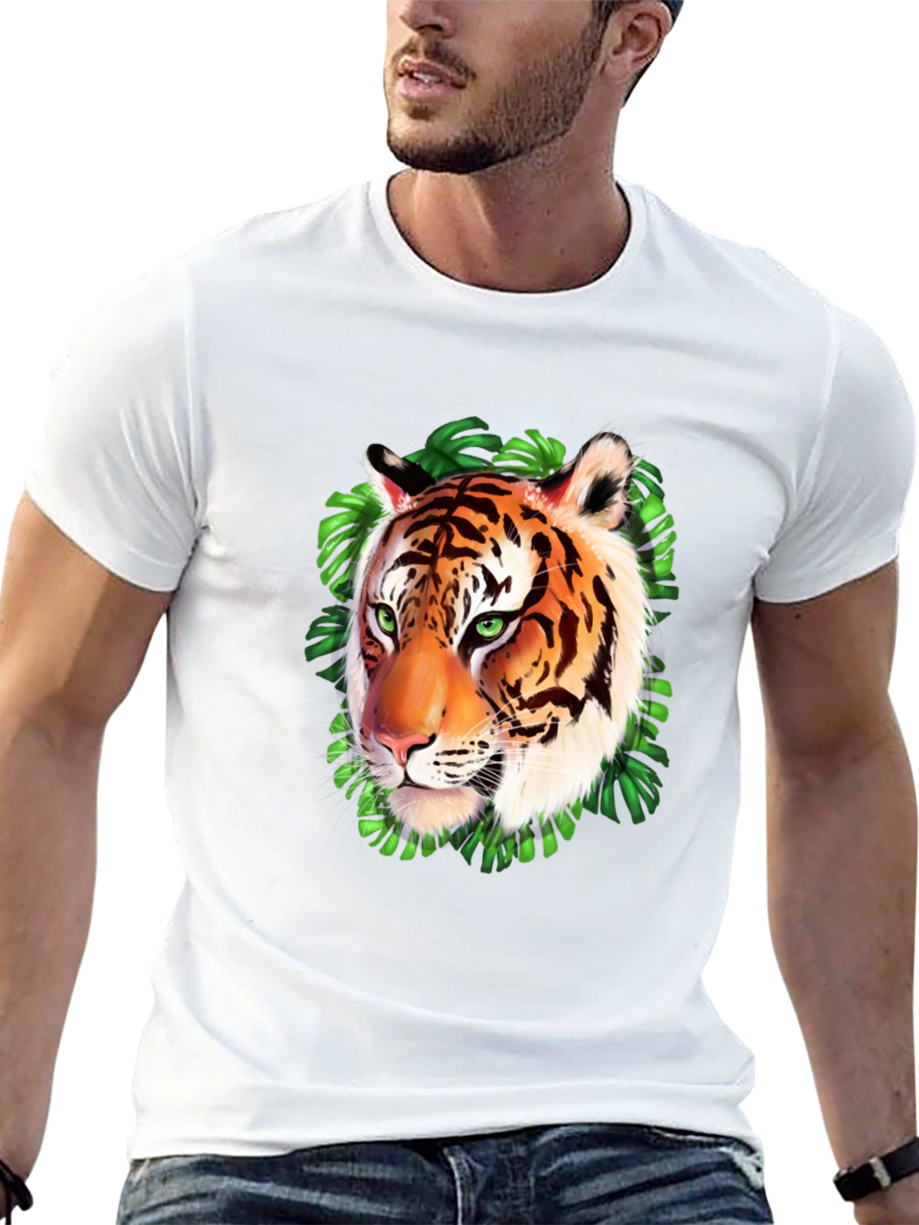 Tiger Graphic Print Black T-Shirt