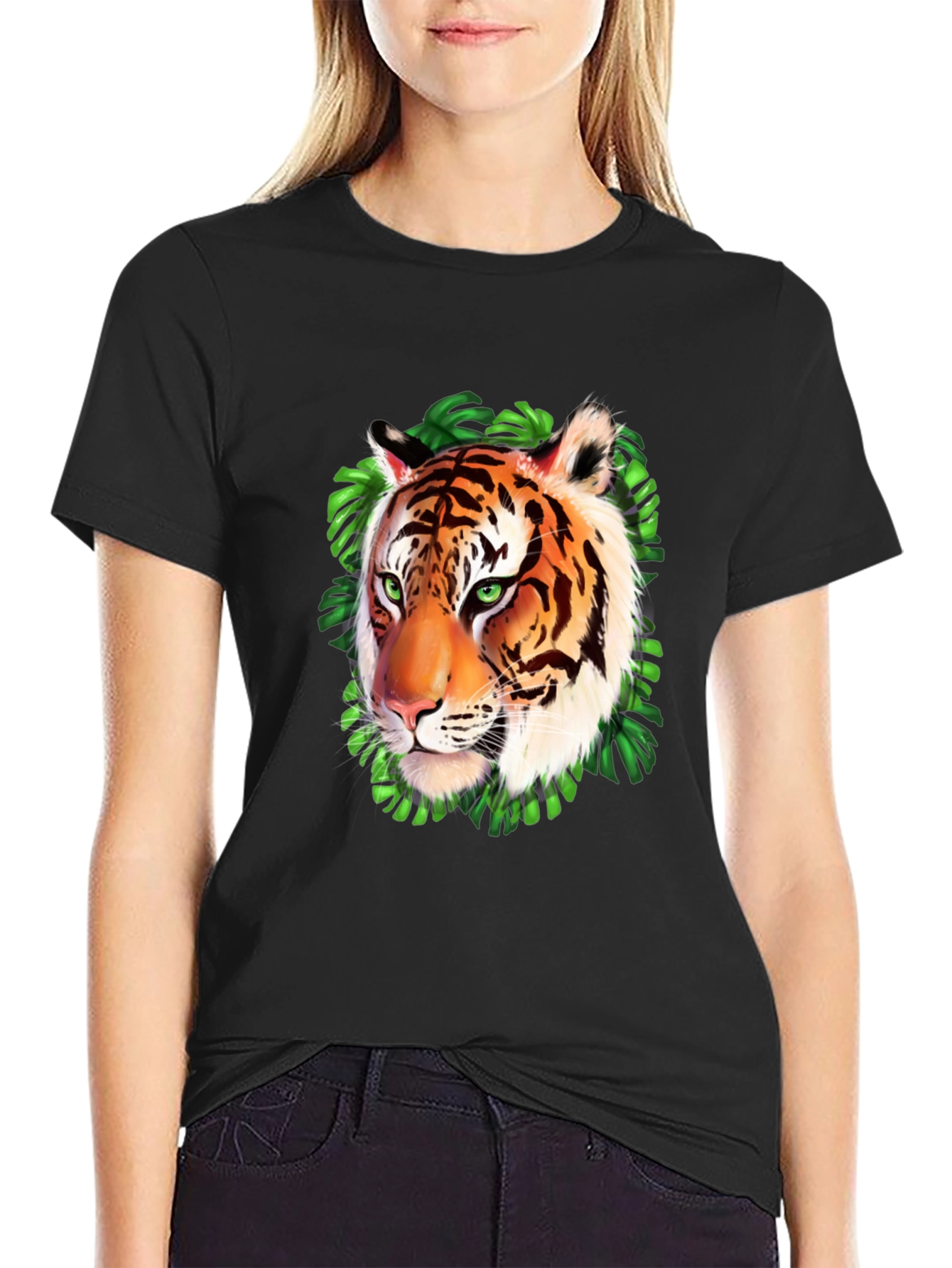 Tiger Graphic Print Black T-Shirt