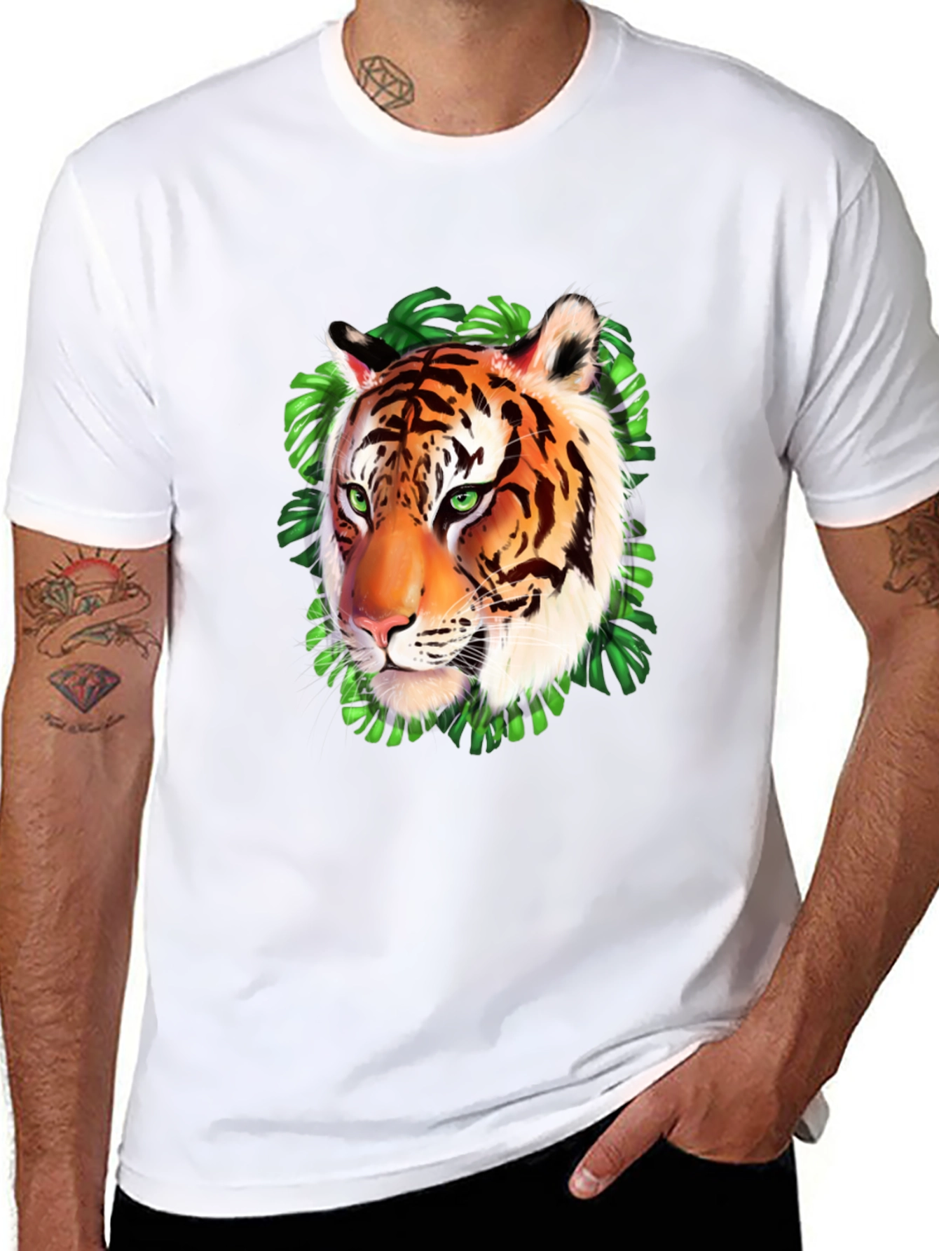Tiger Graphic Print Black T-Shirt