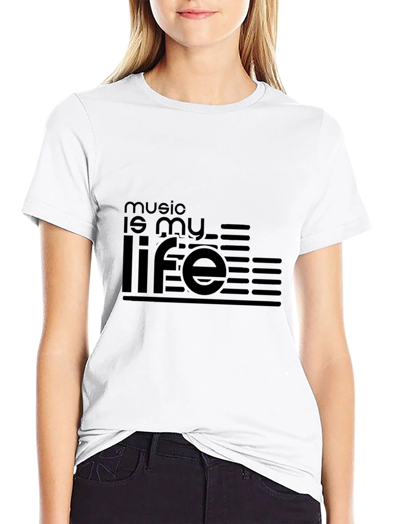 Music is My Life Graphic Tee - Black