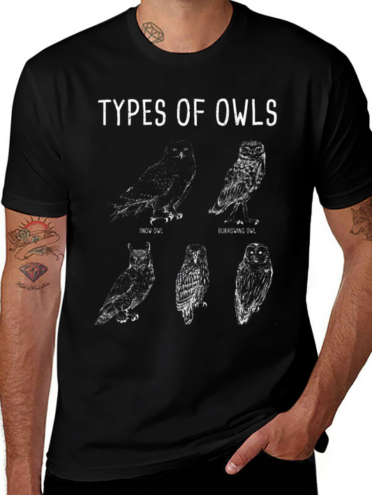 Types of Owls Graphic Tee - Mens Black T-Shirt
