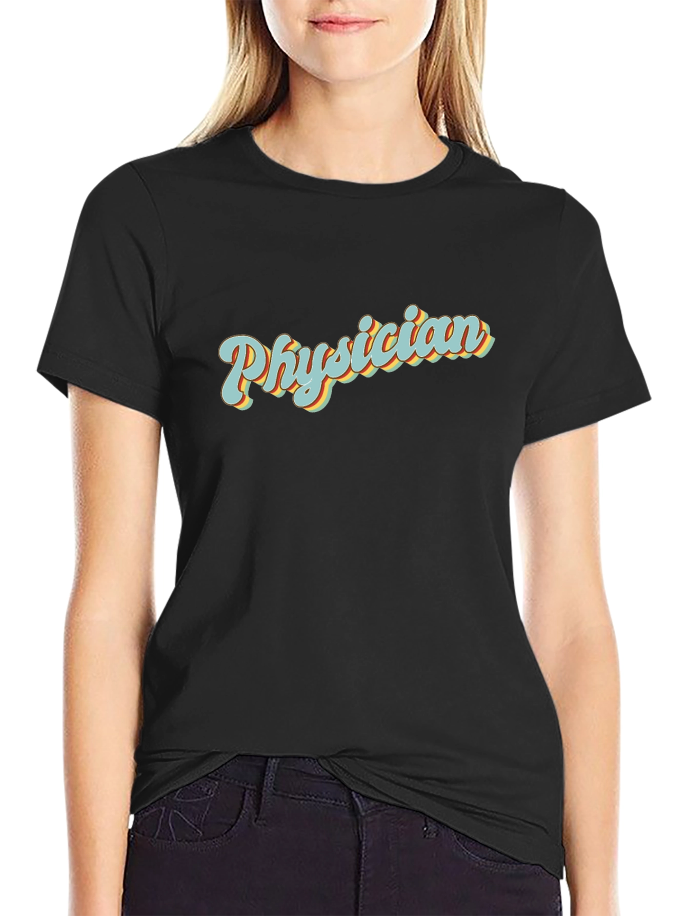 Retro Physician T-Shirt - Black Crew Neck Tee