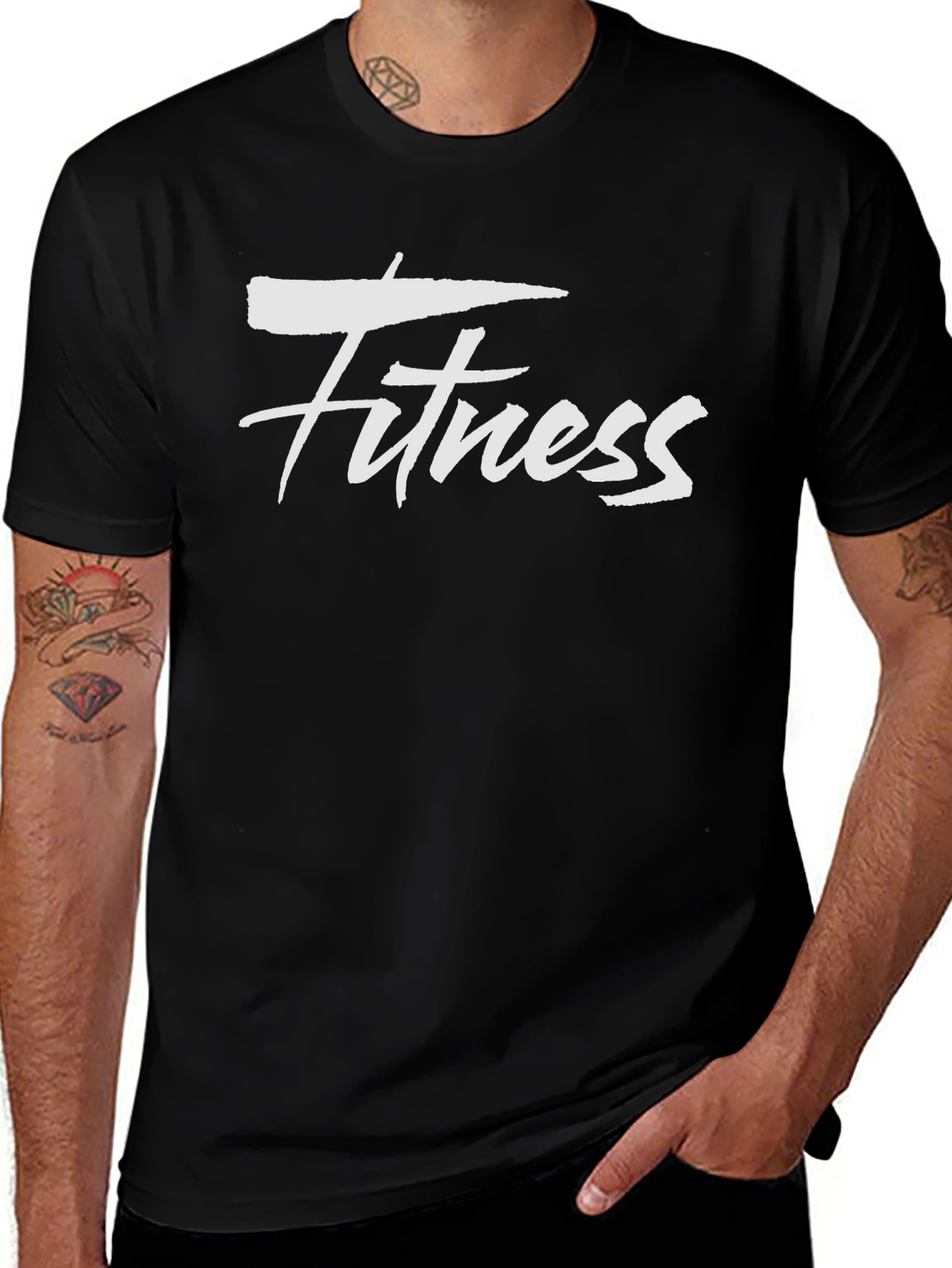 Mens Black Fitness Graphic Tee