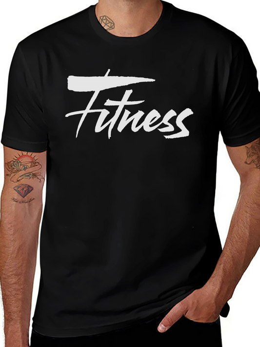 Mens Black Fitness Graphic Tee
