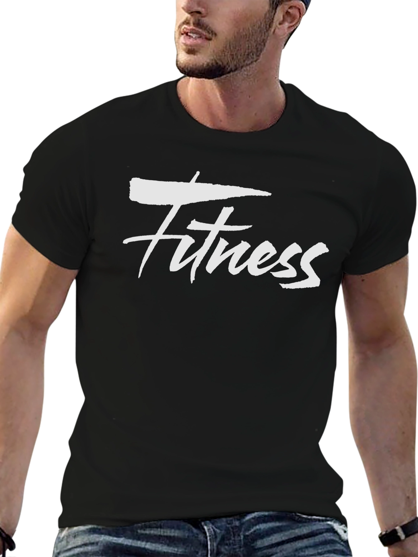 Mens Black Fitness Graphic Tee