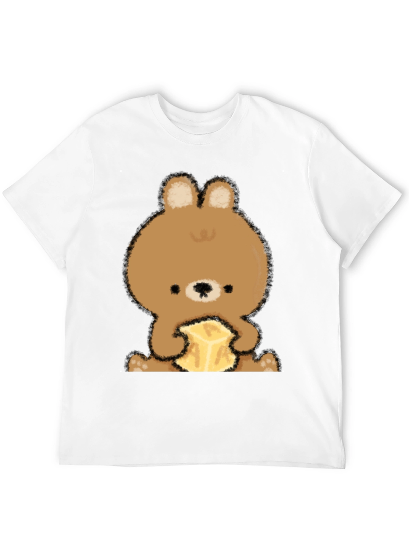 Cute Bear Eating Butter Graphic Tee - Black