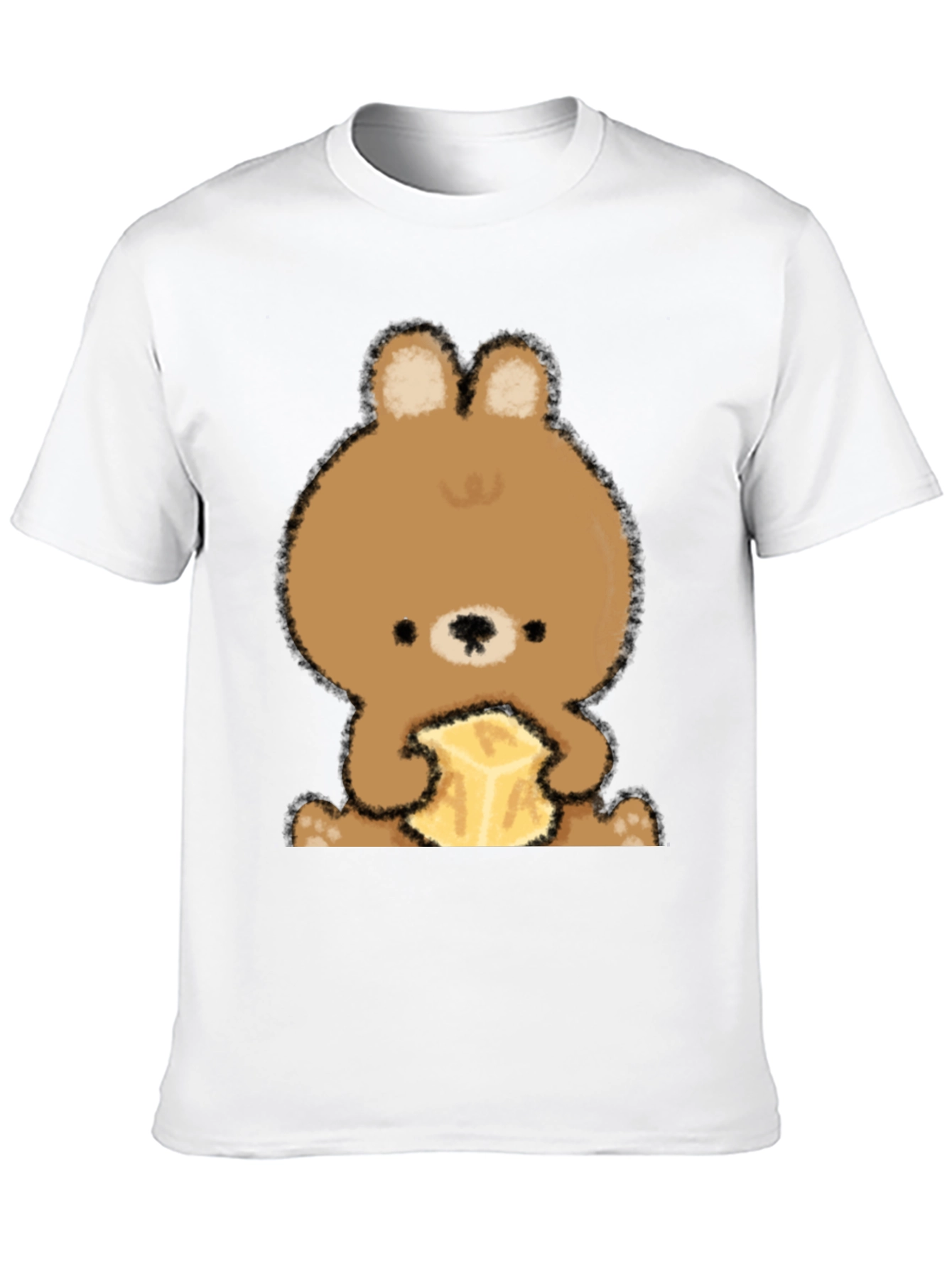 Cute Bear Eating Butter Graphic Tee - Black