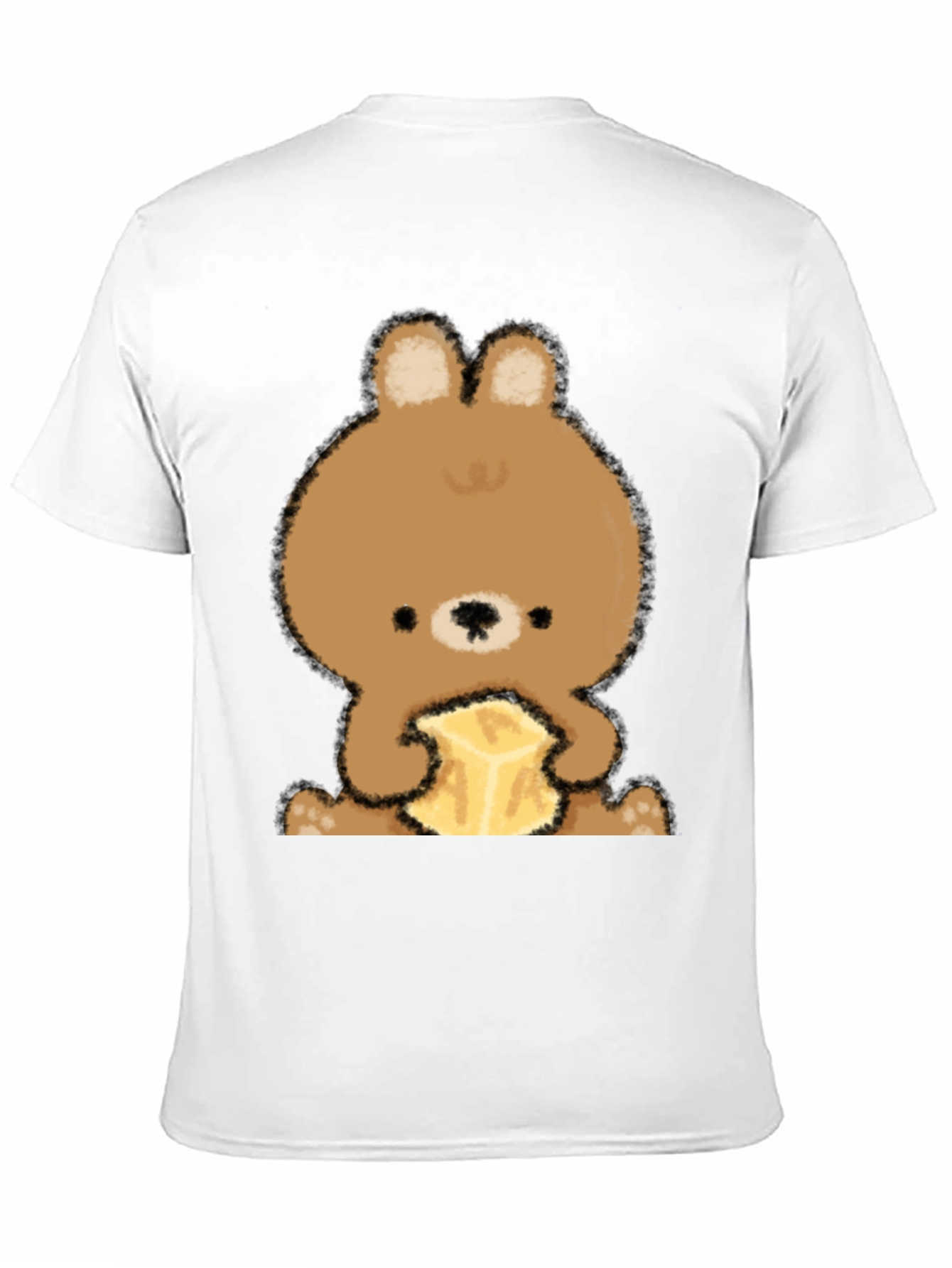 Cute Bear Eating Butter Graphic Tee - Black