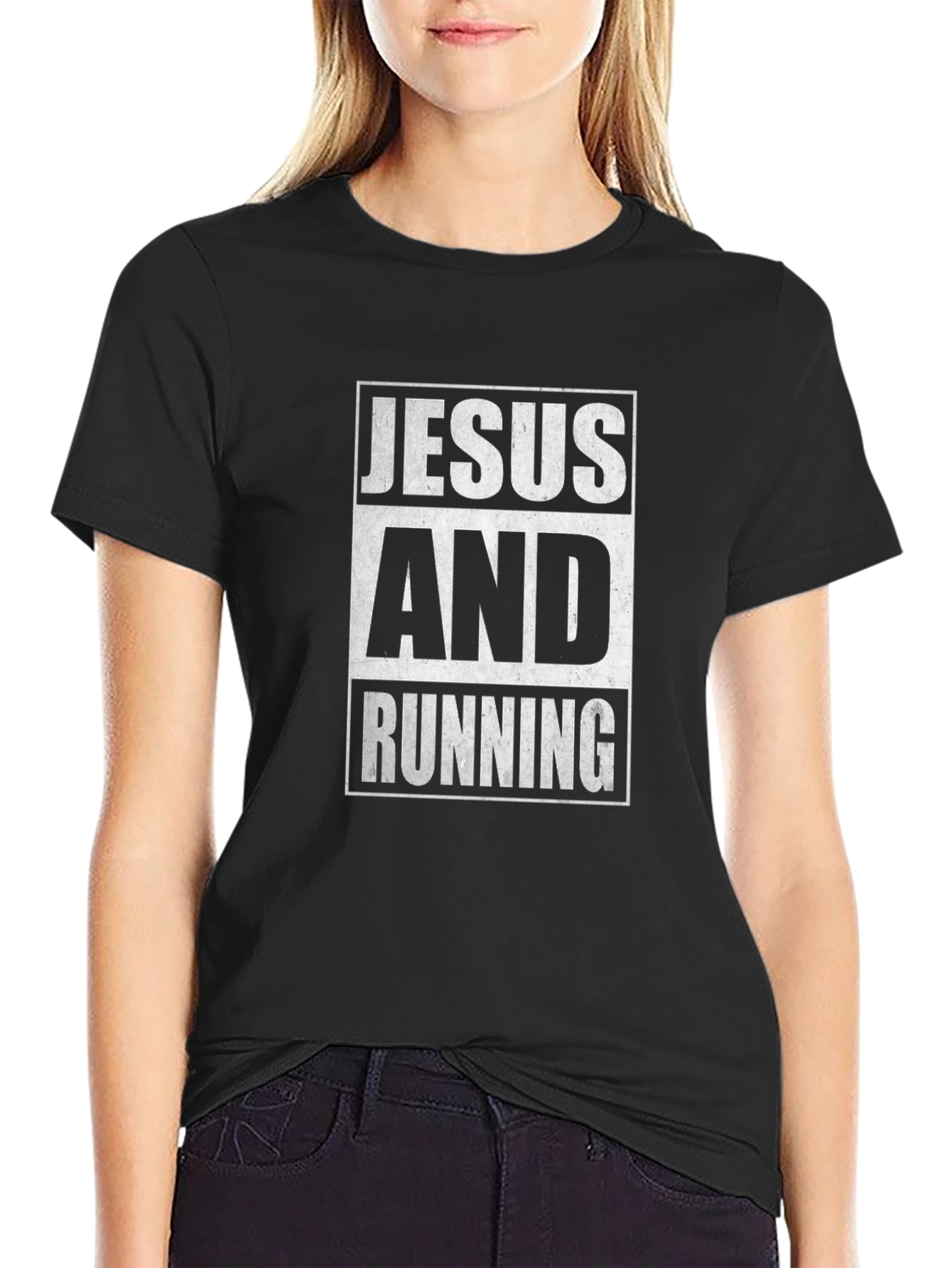 Jesus and Running Graphic Tee - Black