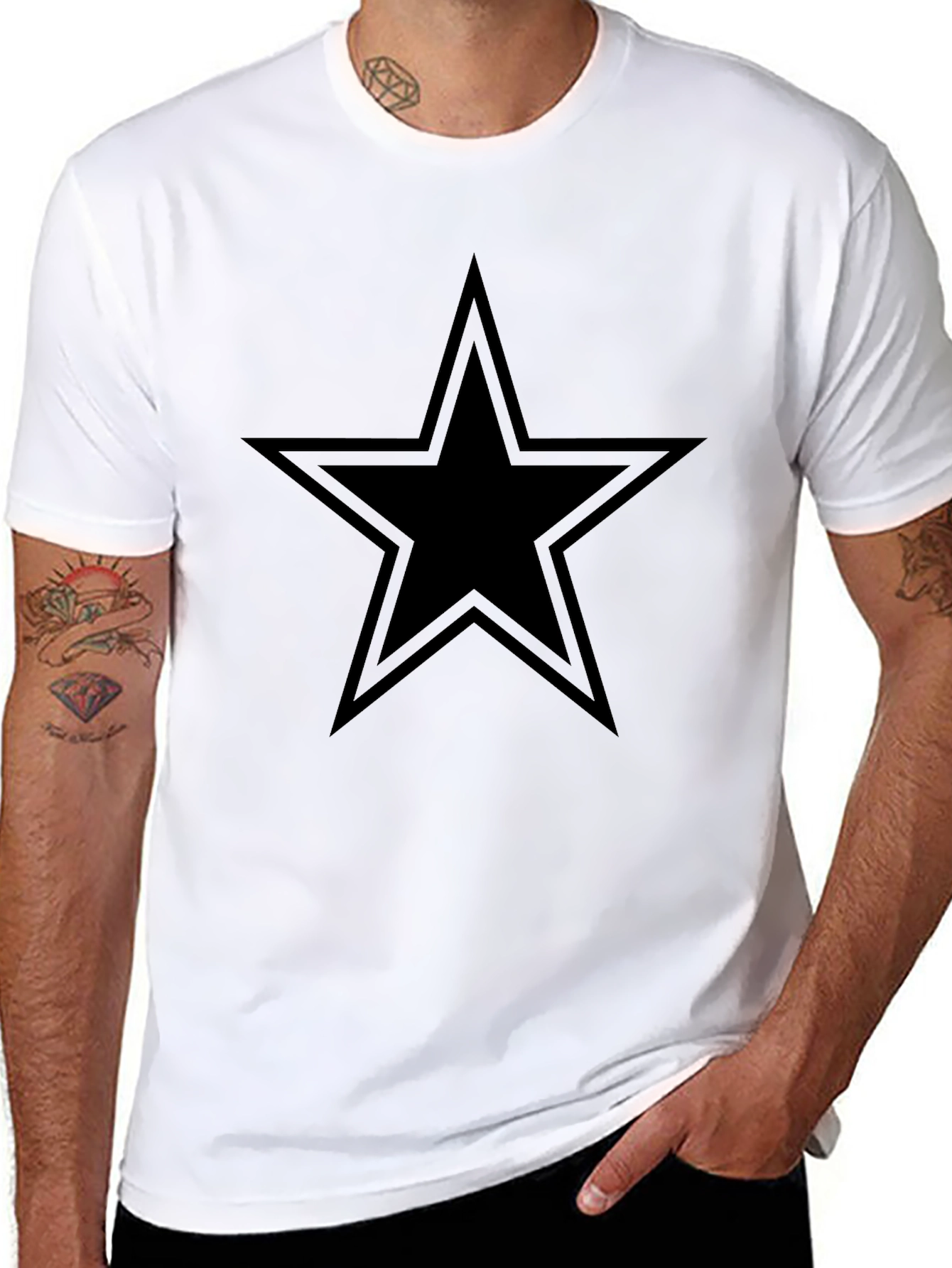 Black Star Graphic Tee - Casual Cotton Shirt