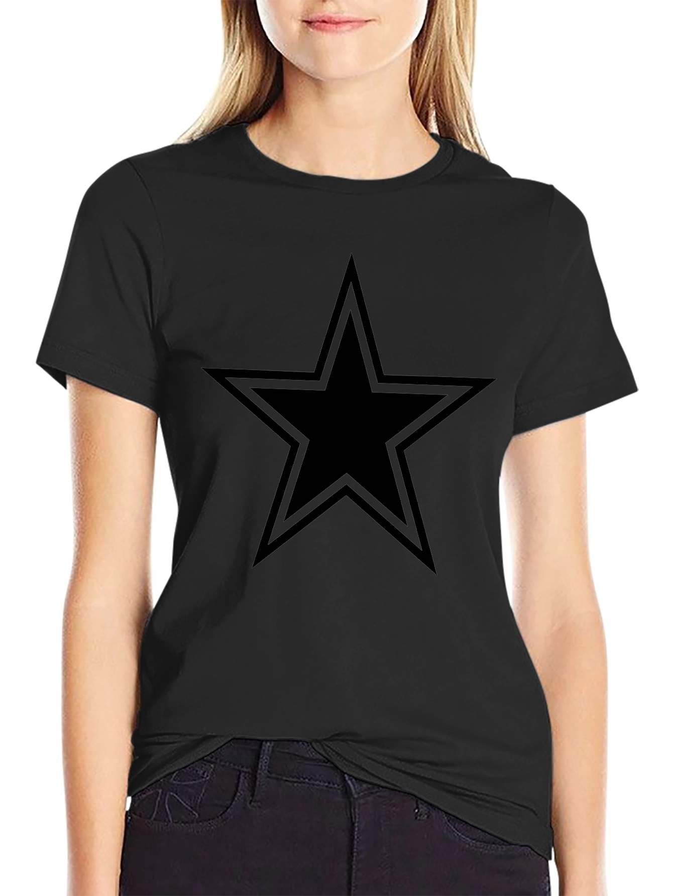 Black Star Graphic Tee - Casual Cotton Shirt