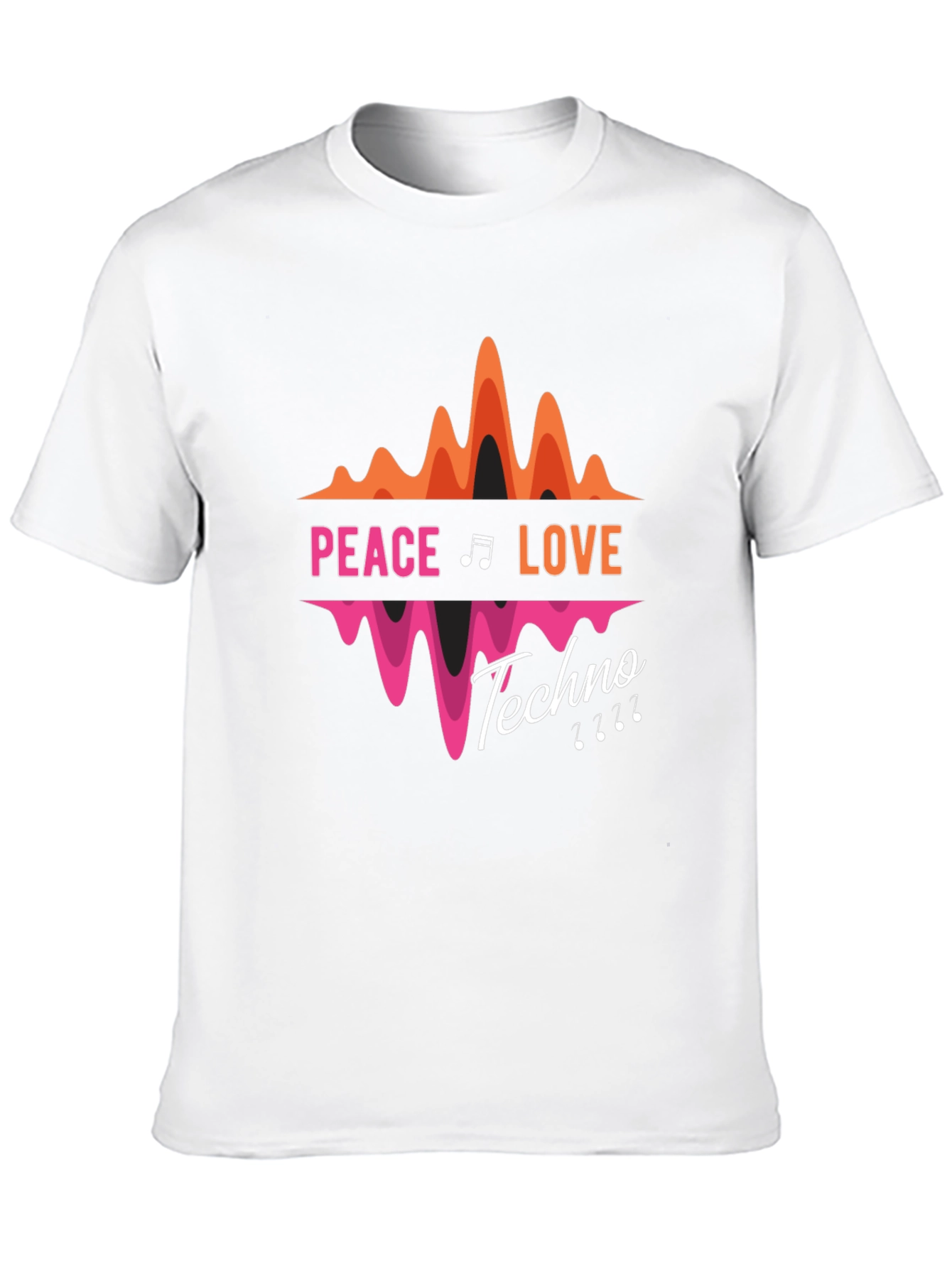 Peace Love Techno Black Graphic T-Shirt