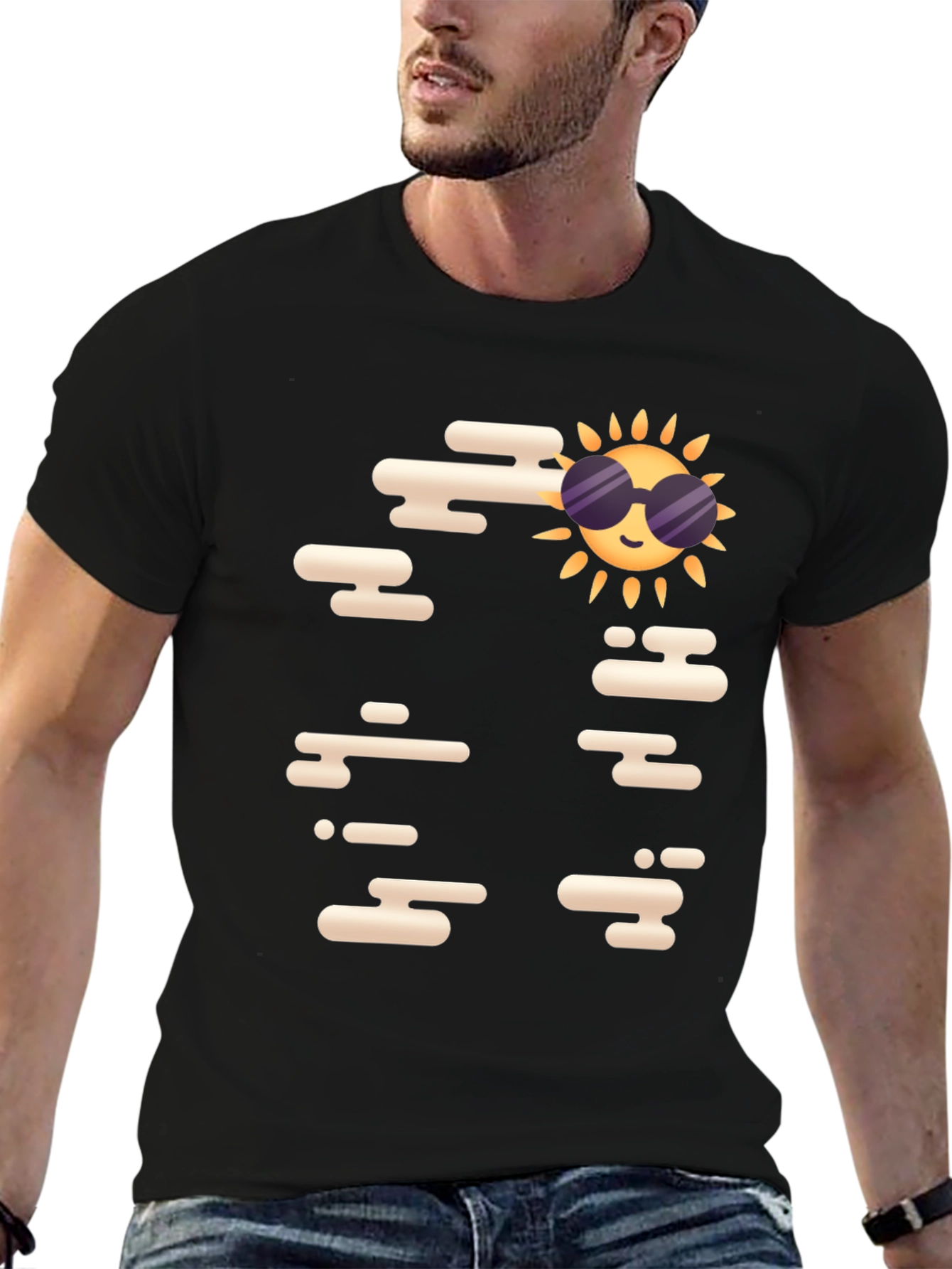 Cool Sun Graphic Tee - Black Casual T-Shirt