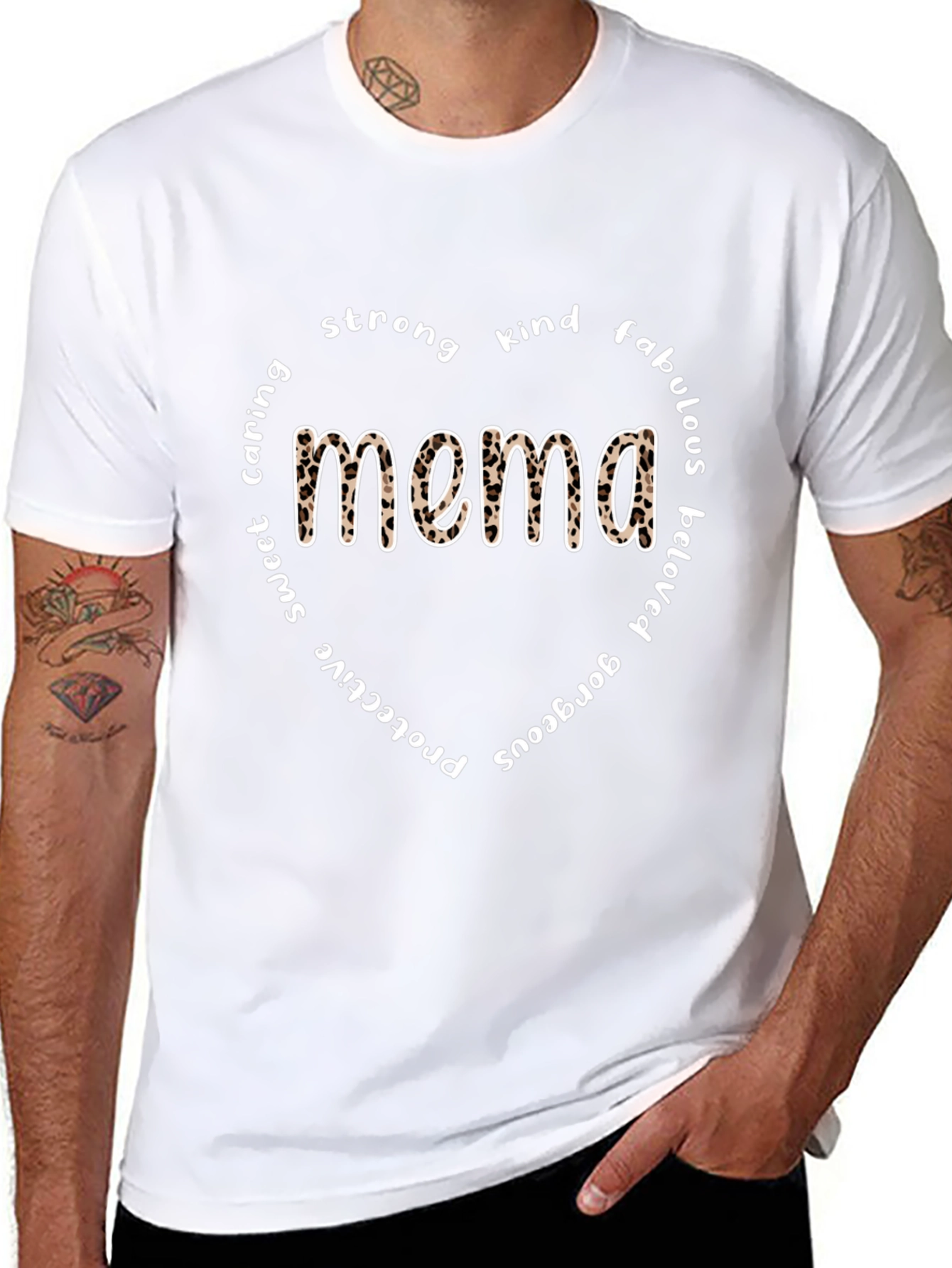 Mema Leopard Print Heart T-Shirt