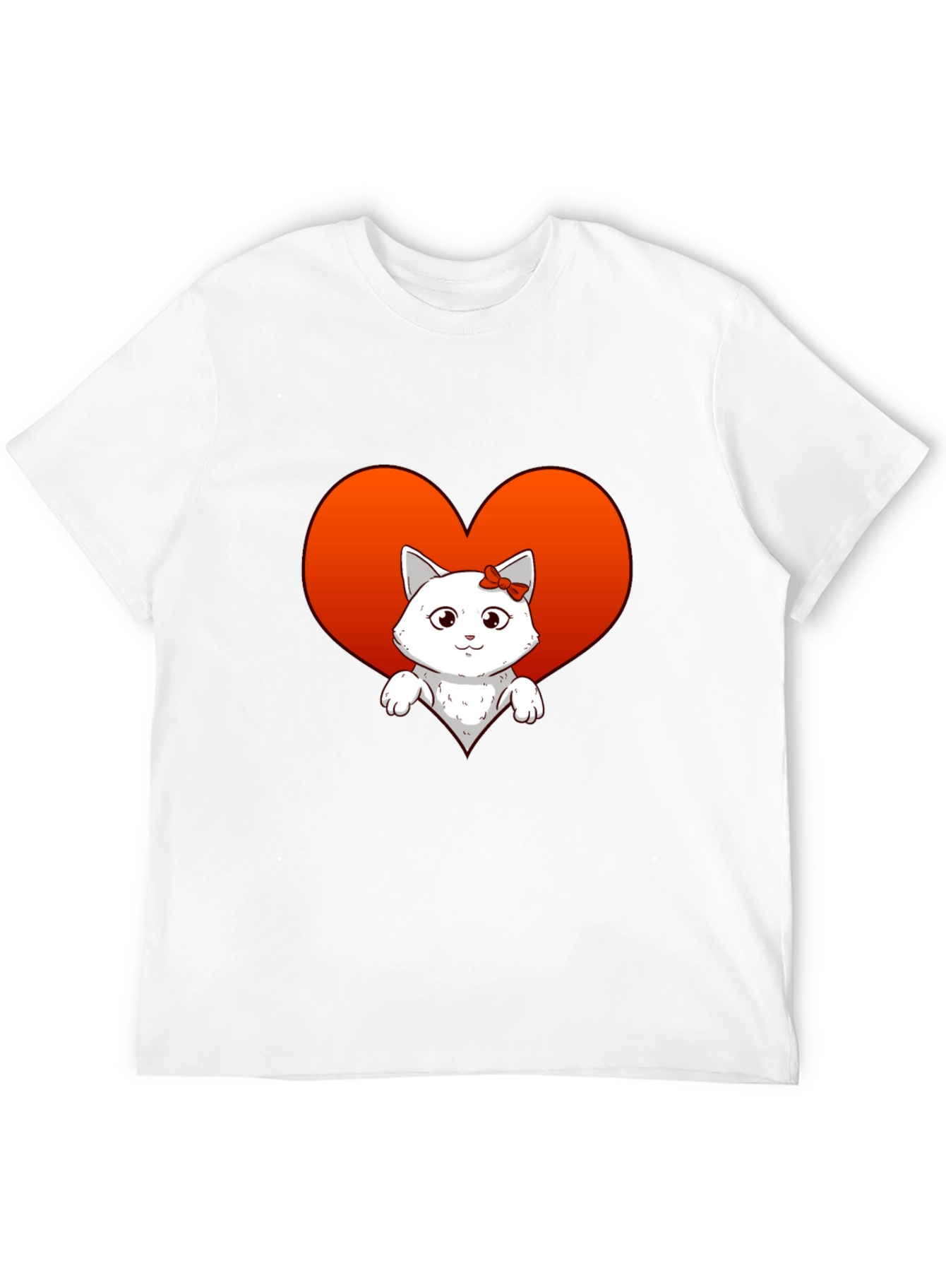 Cute Cat Heart T-Shirt - Unisex Black Tee