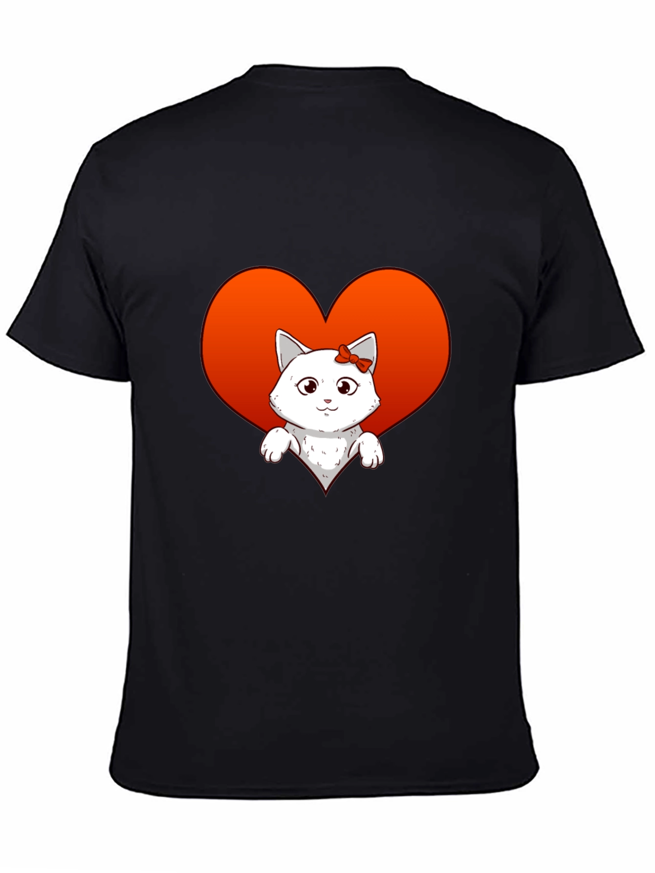 Cute Cat Heart T-Shirt - Unisex Black Tee